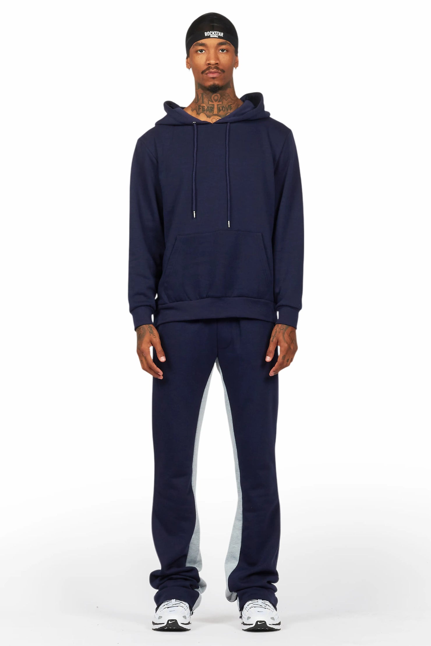 Basic Navy Hoodie/Baggy Track Pant Set