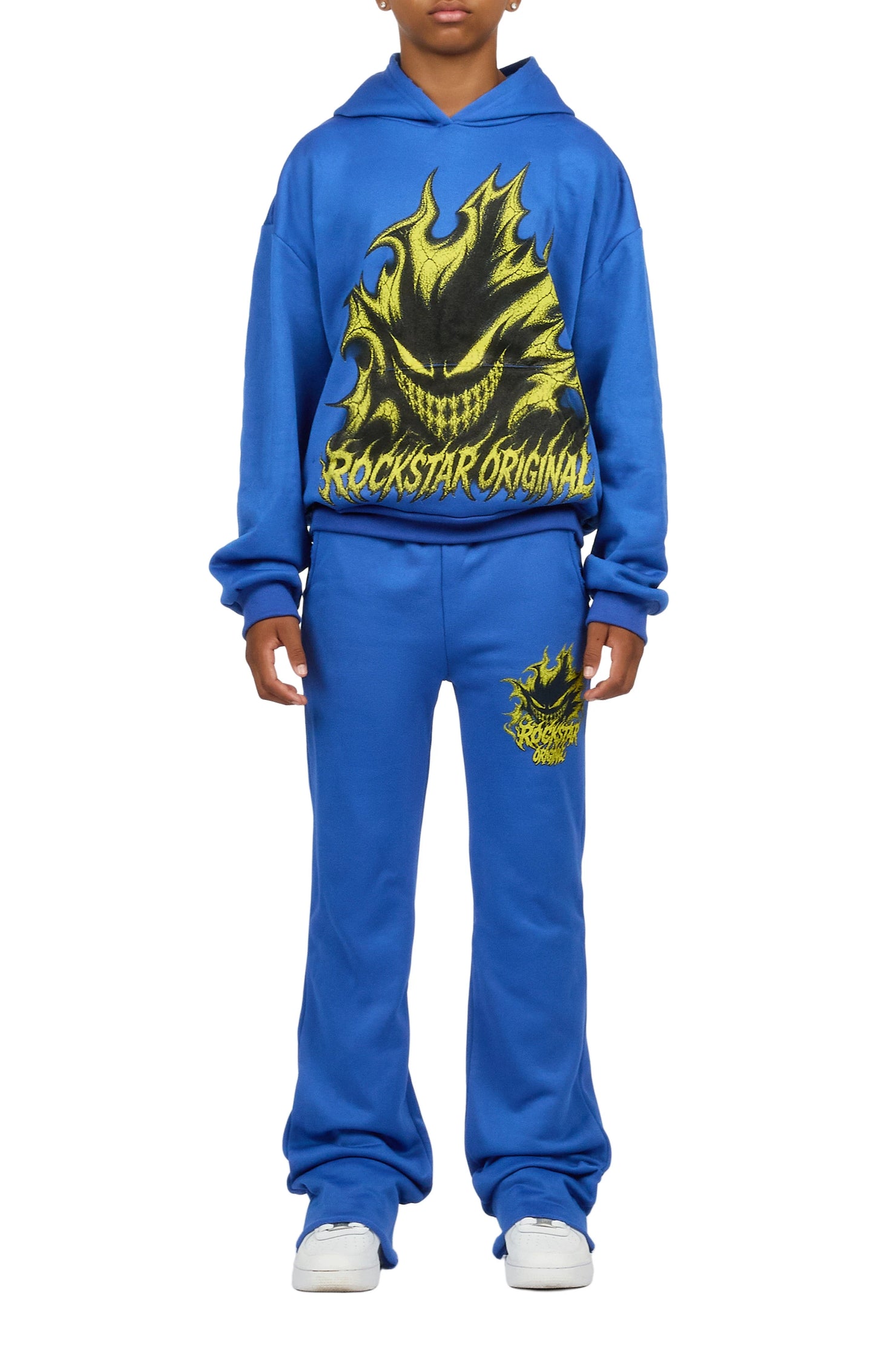 Boys Glaston Royal Blue Stacked Hoodie Track Set
