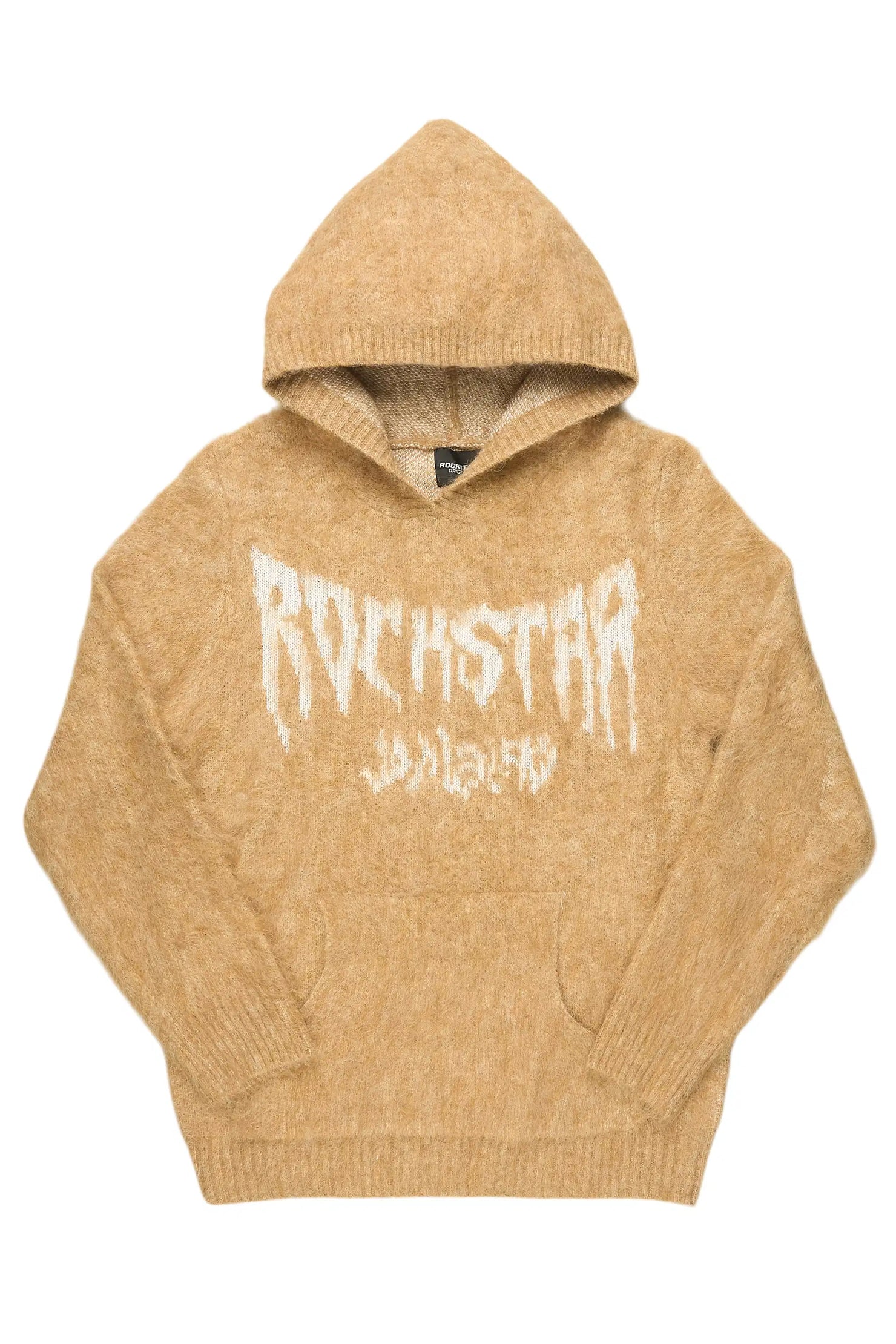 Andros Beige Graphic Knitted Hoodie