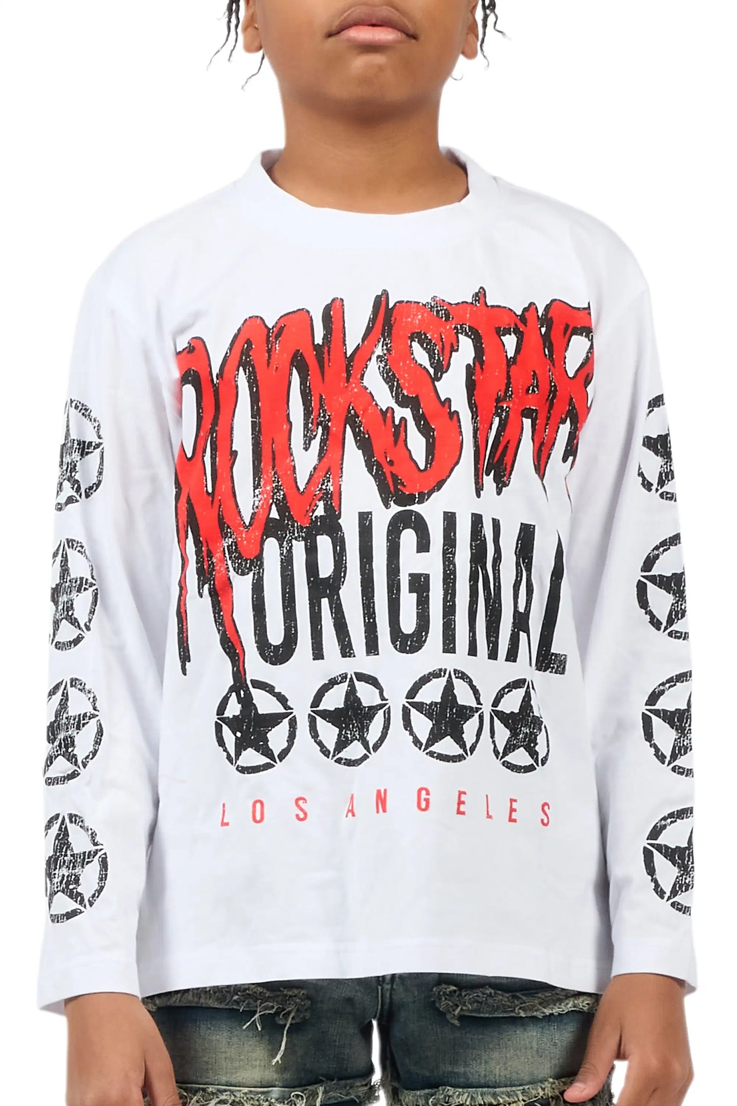 Boys Wizzurd White/Red Long Sleeve Graphic T-Shirt