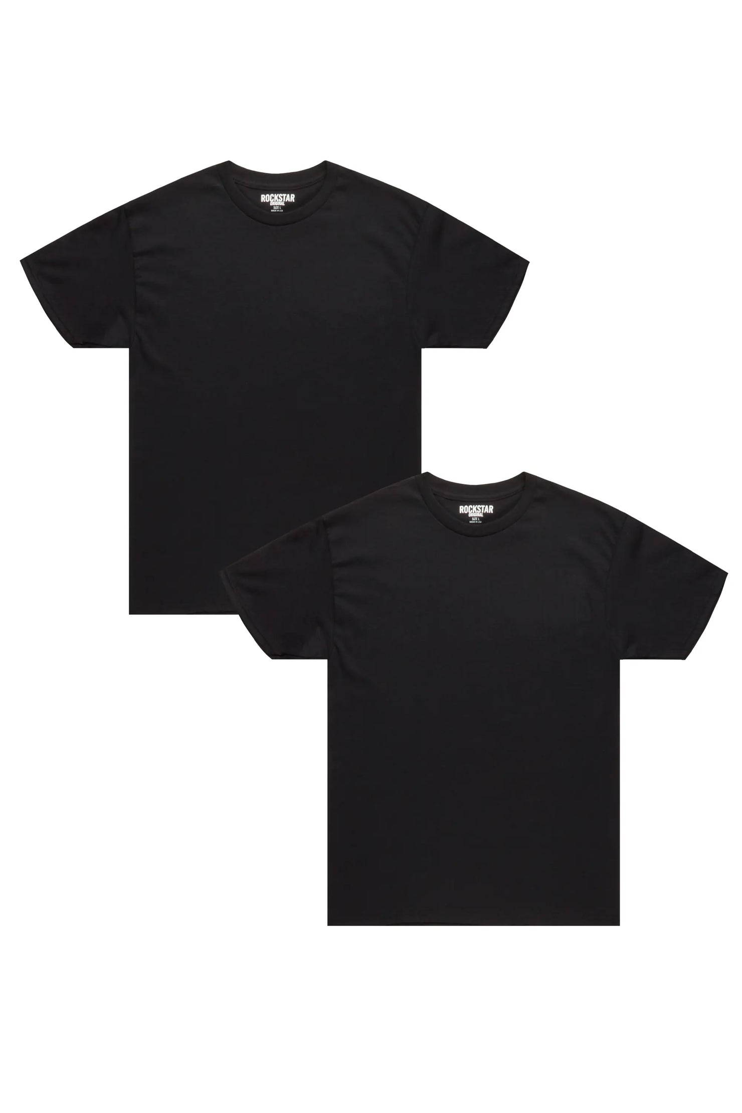 Basic Rockstar Black 2 Pack Plain T-Shirts