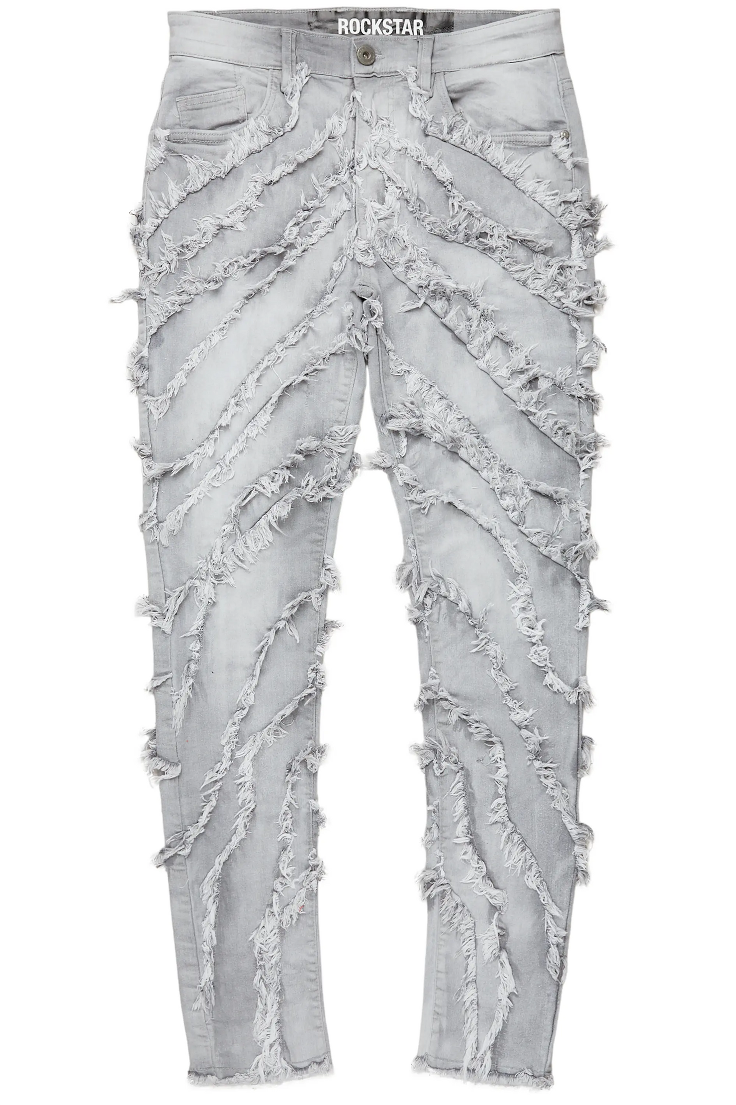 Cadiz Grey Diagonal Patch Skinny Fit Jean