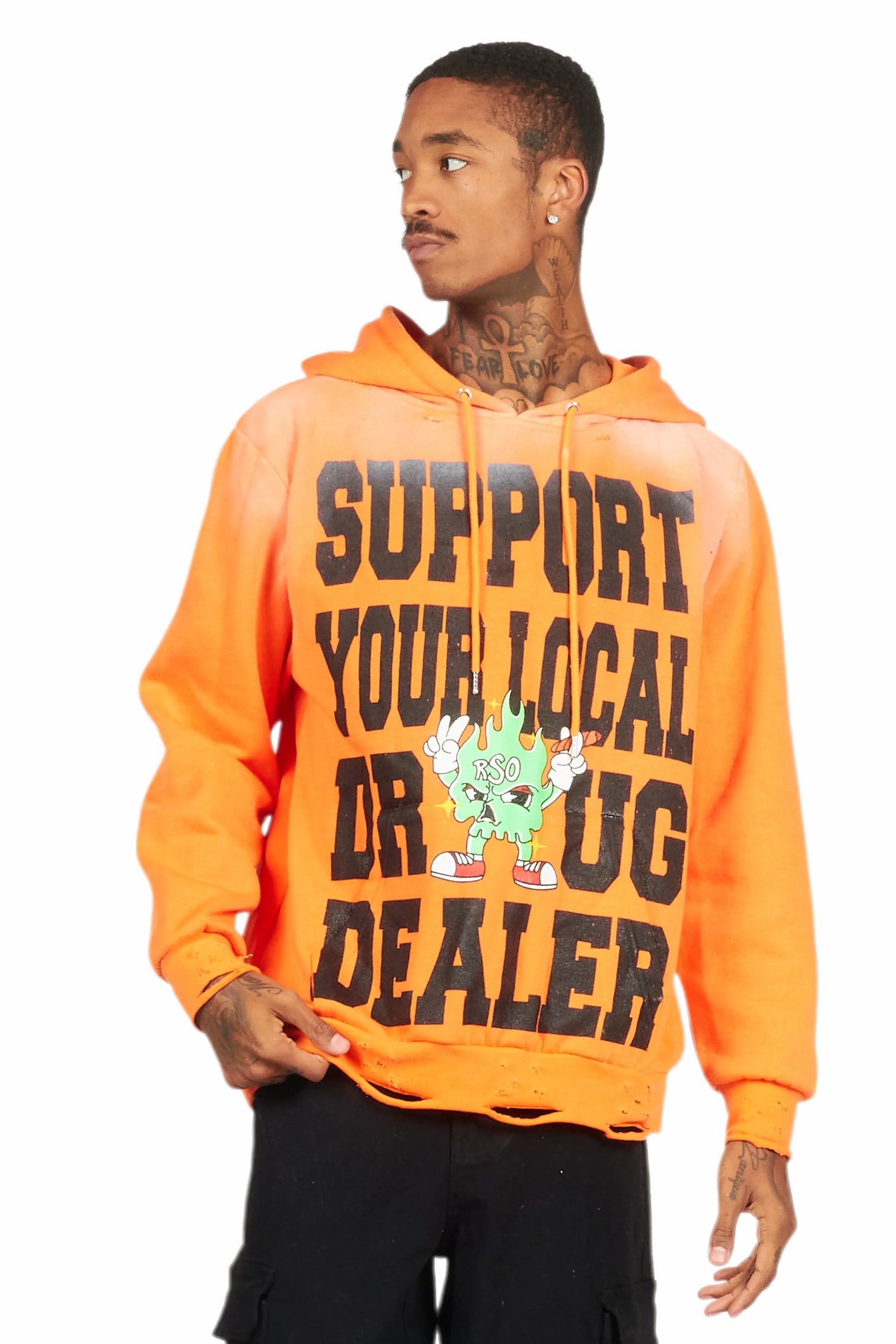 Tarl Orange Distressed Graphic Hoodie