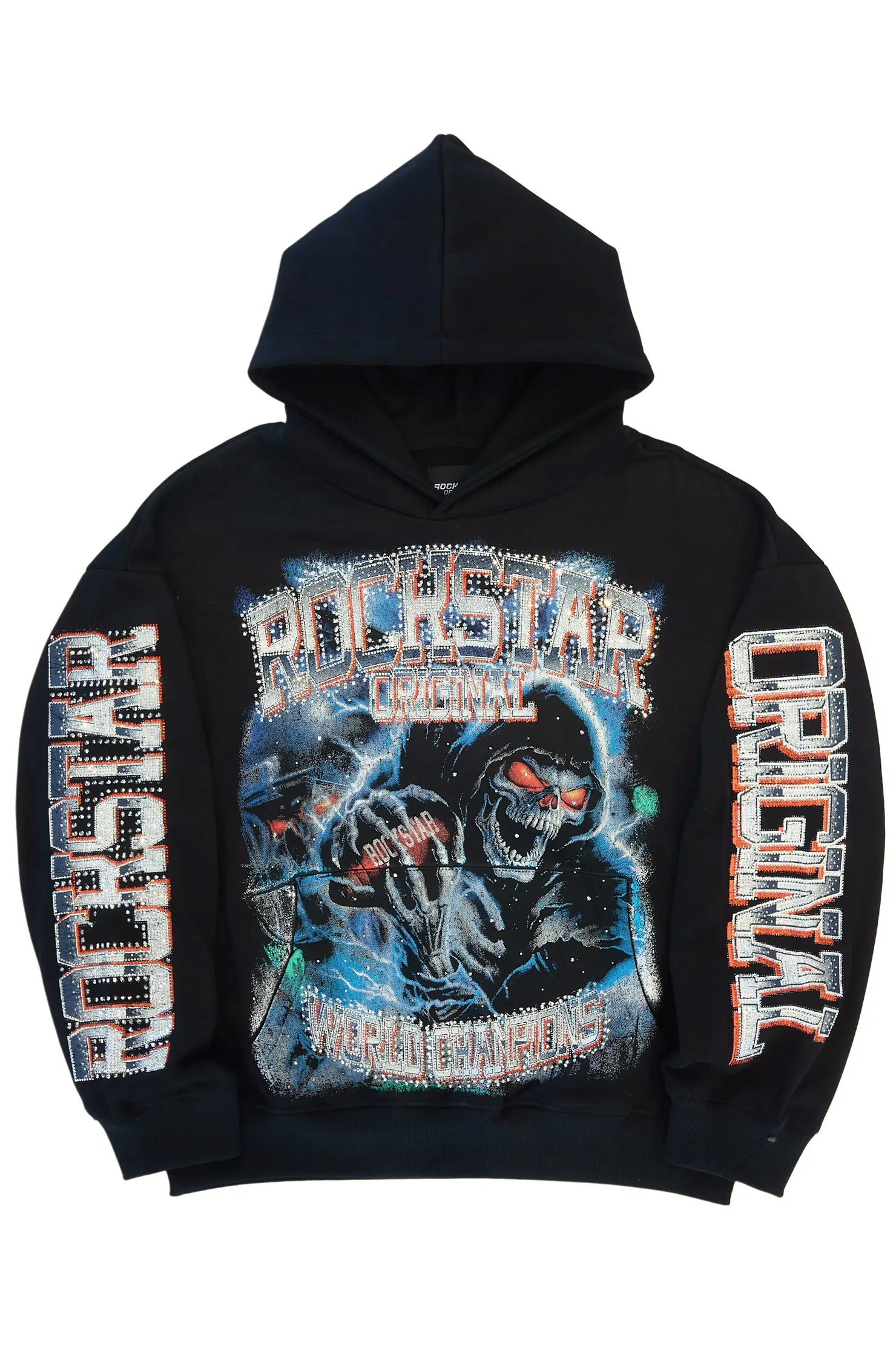 Kross Black Rhinestone Oversized Hoodie