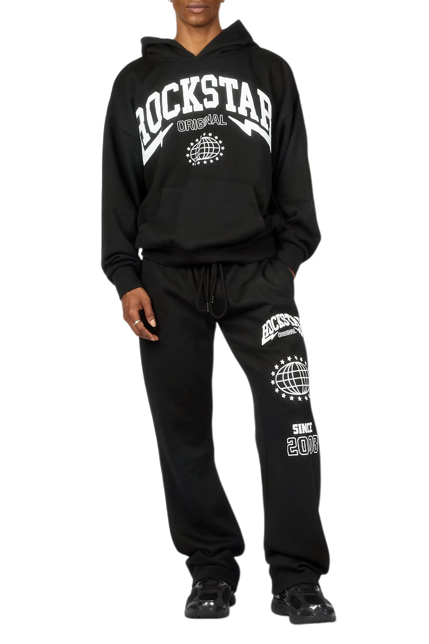 Stori Black/White Hoodie Relaxed Track Set