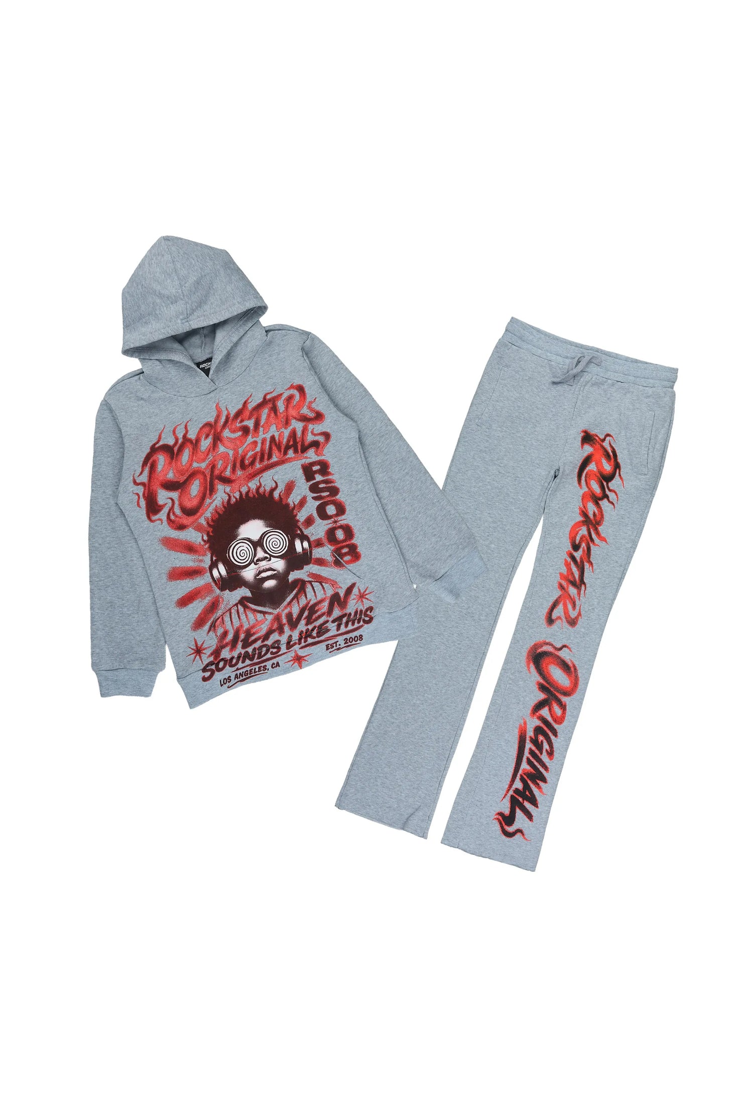 Boys Loom Heather Grey Graphic Hoodie Track Set