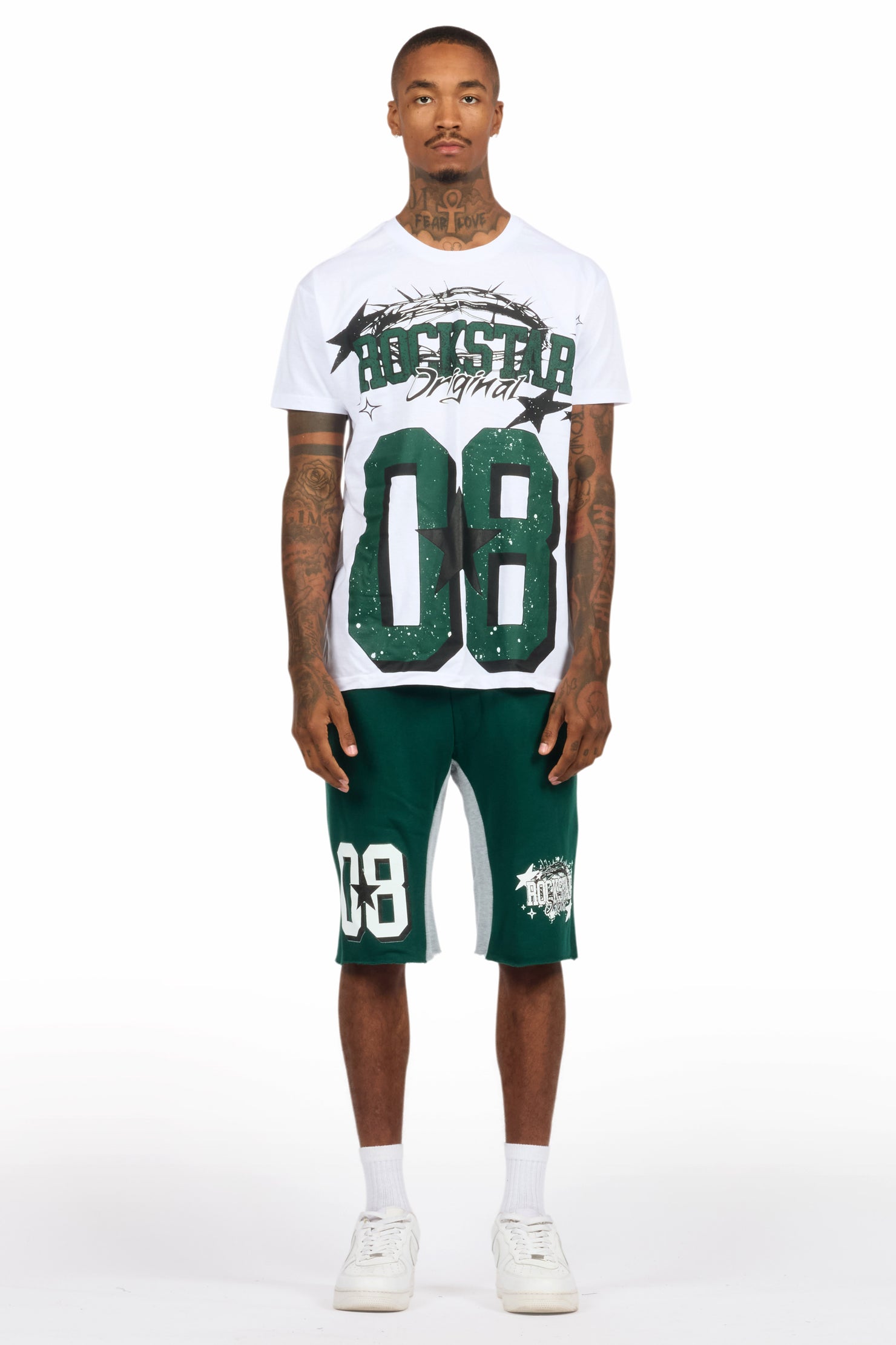 Allstar White/Green T-Shirt Short Set