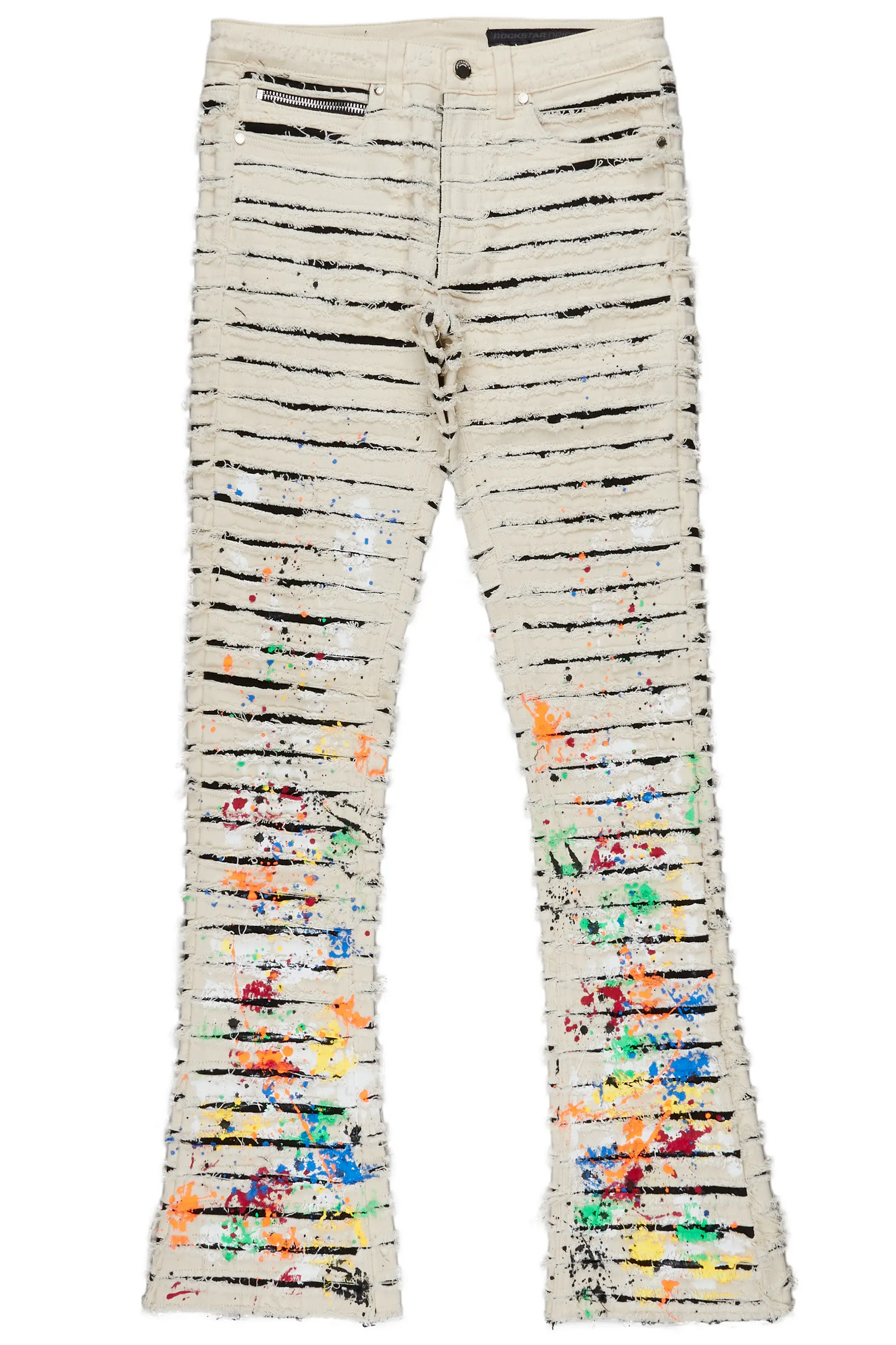 Naman Beige Painter Stacked Flare Jean