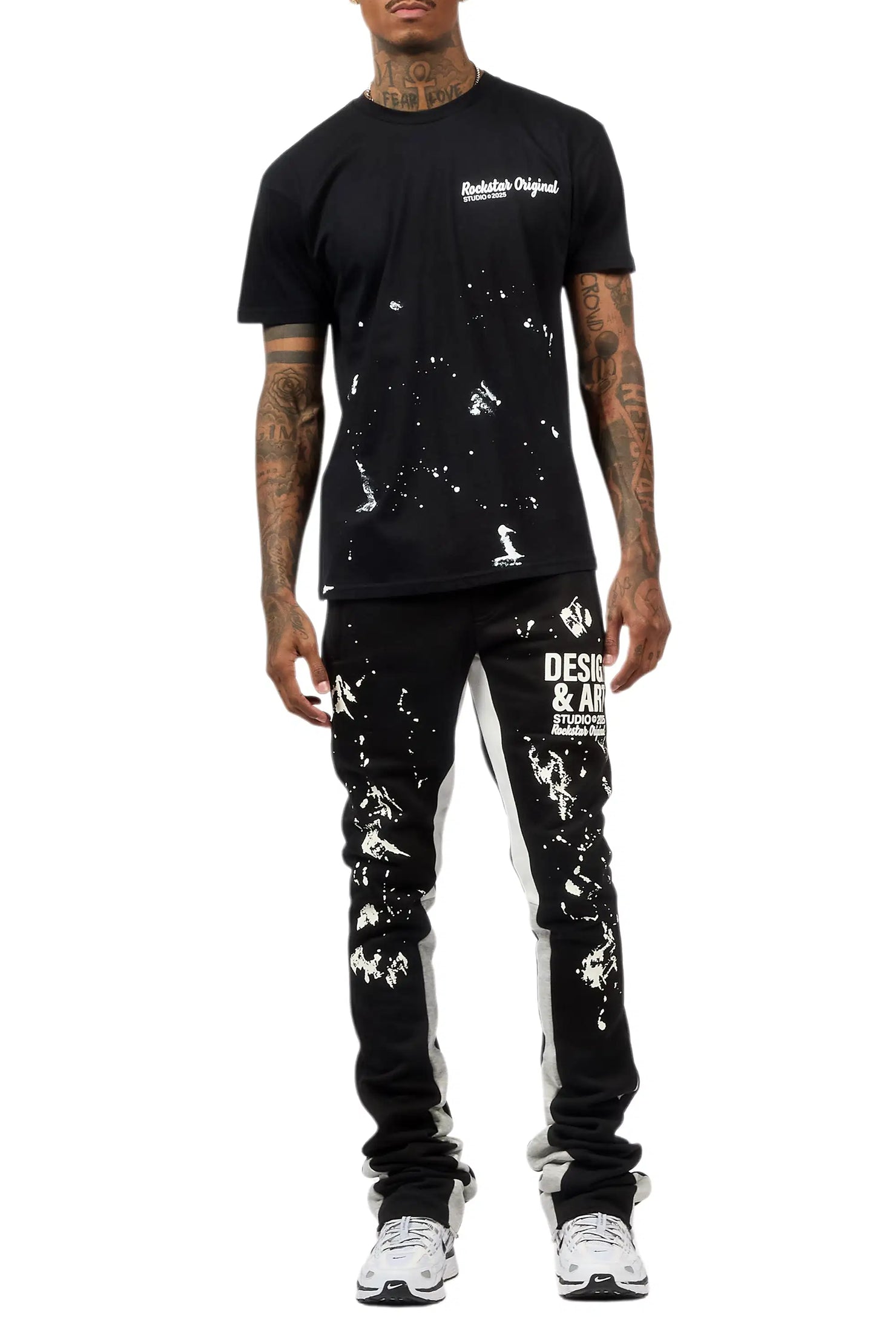 Damone Black/White T-Shirt/Super Stacked Track Set