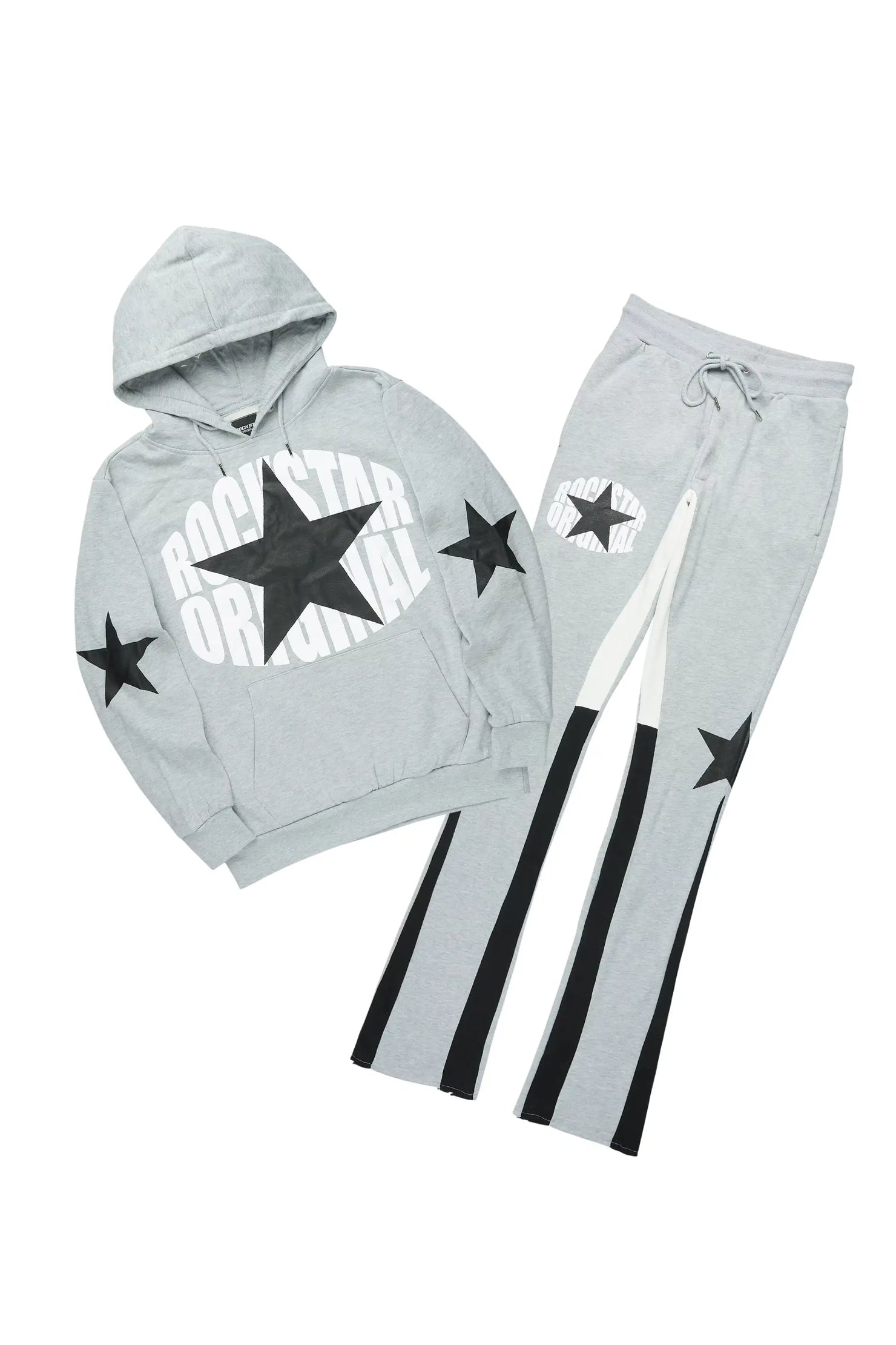 States Heather Grey/Black Hoodie Stacked Flare Track Set