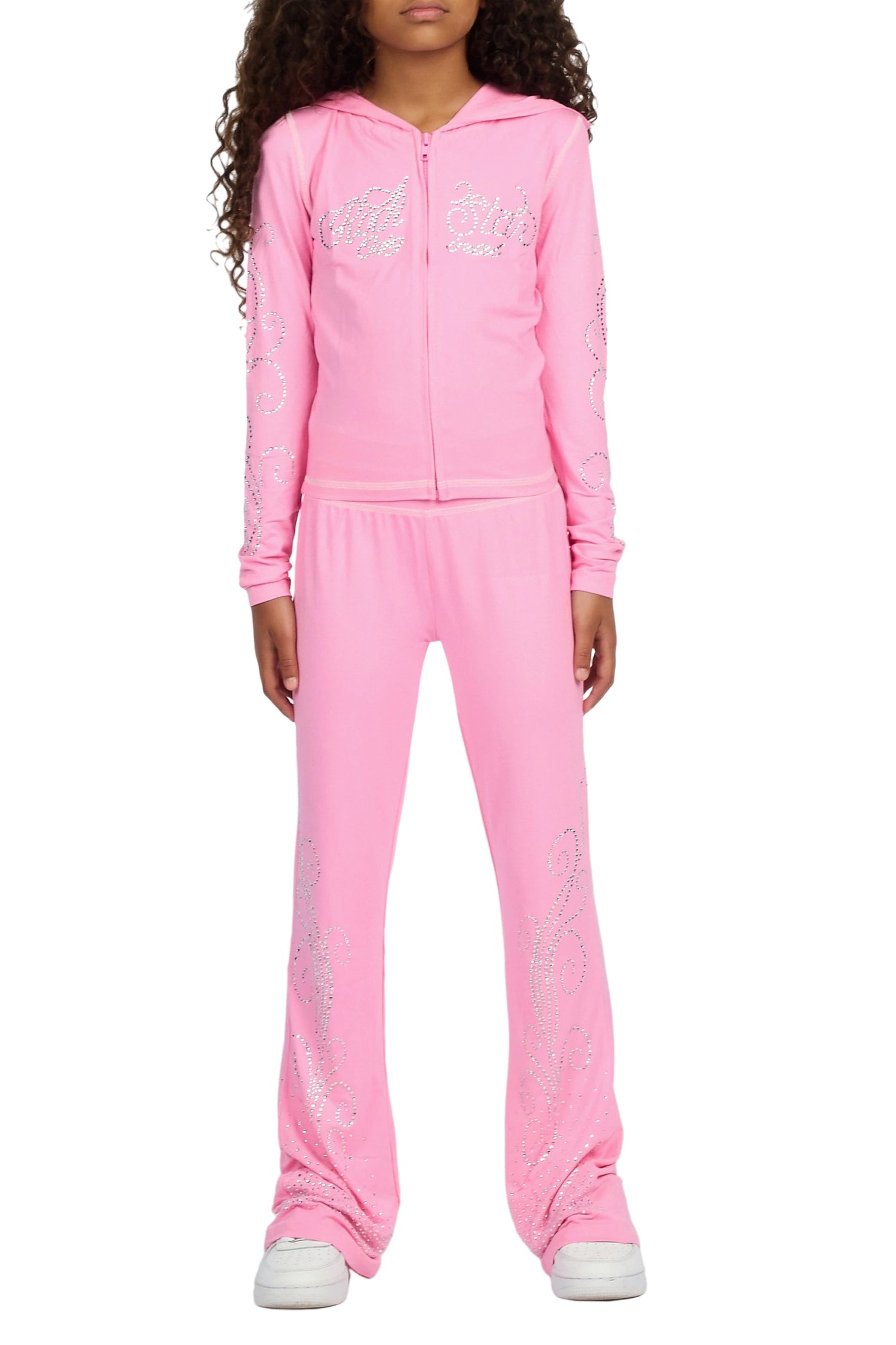 Girls Joella Pink Rhinestone Lounge Track Set