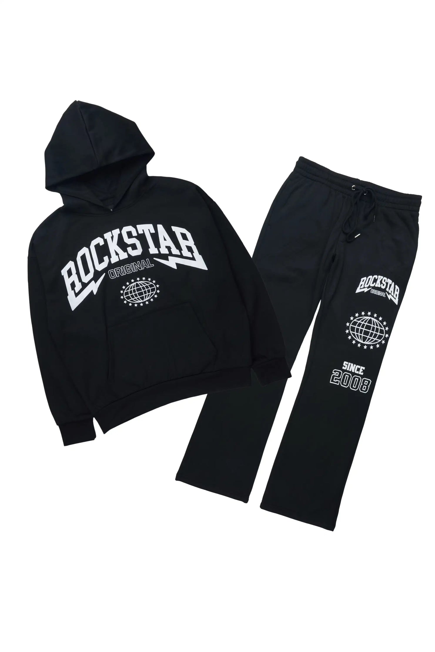 Stori Black/White Hoodie Relaxed Track Set