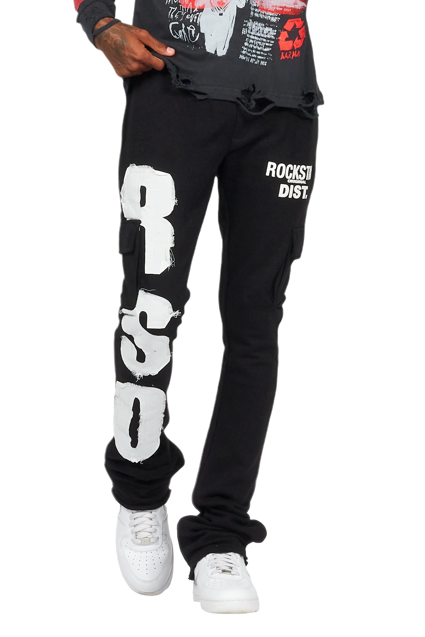 Admir Black Stacked Flare Pant