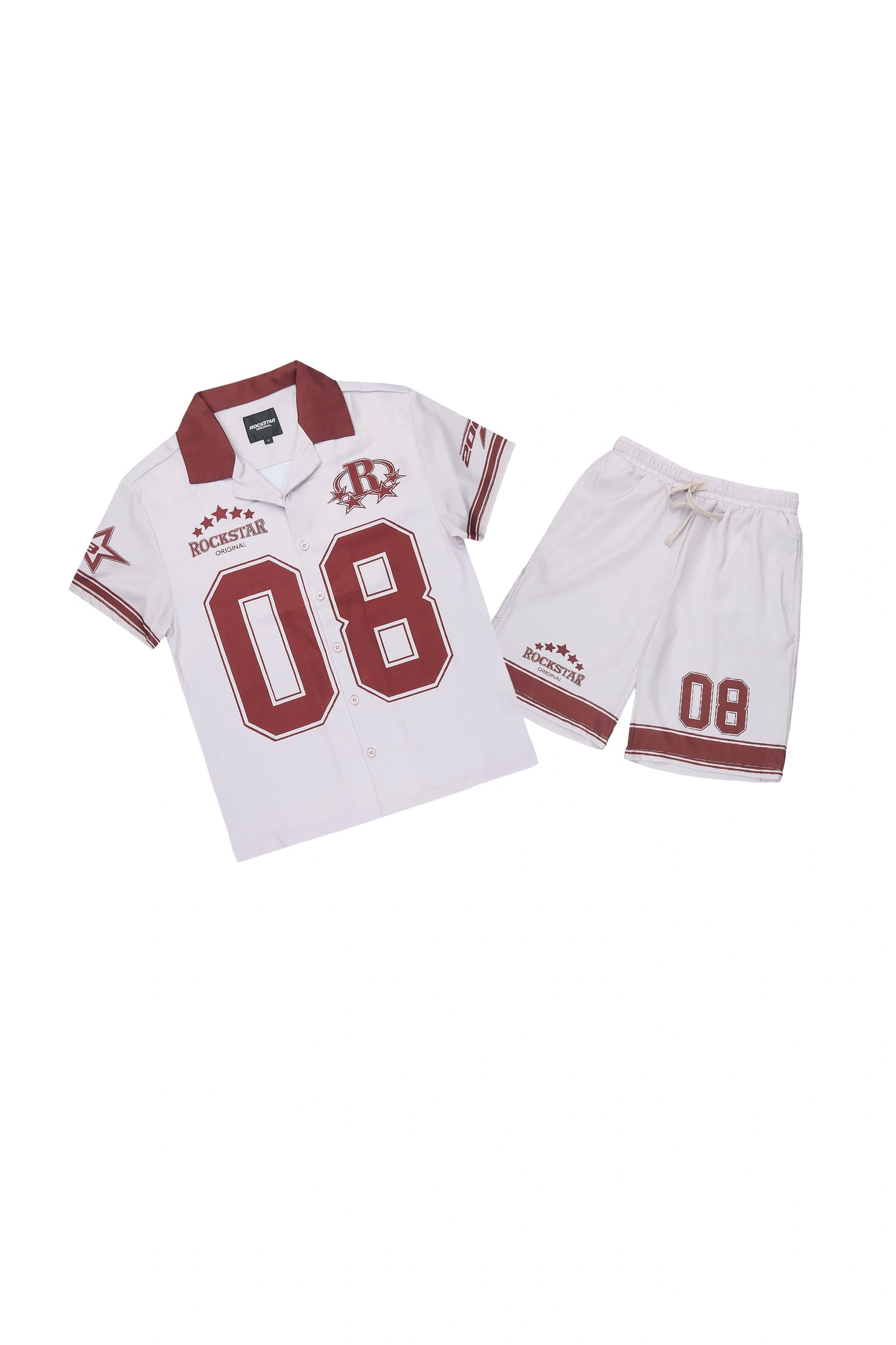 Boys Tim Beige Button Down T-Shirt/Short Set