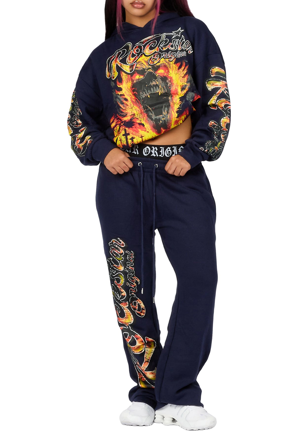 Taliyah Navy Graphic Baggy Fit Track Set