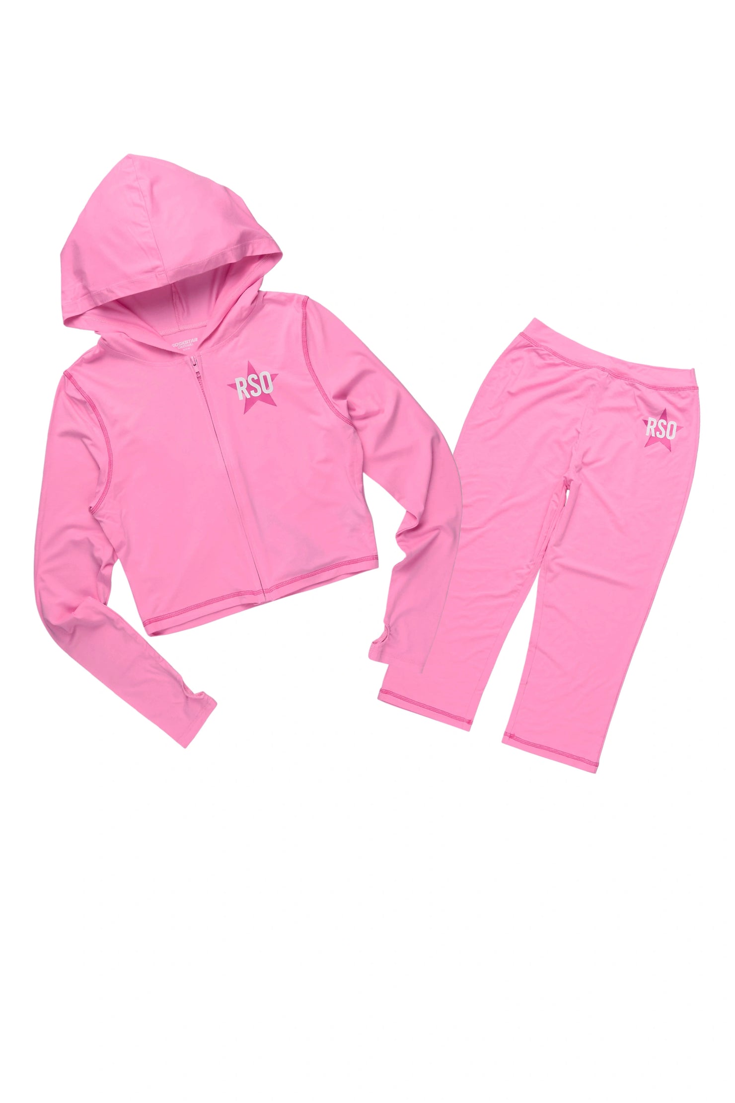 Sharina Pink Zip Up Capri Set