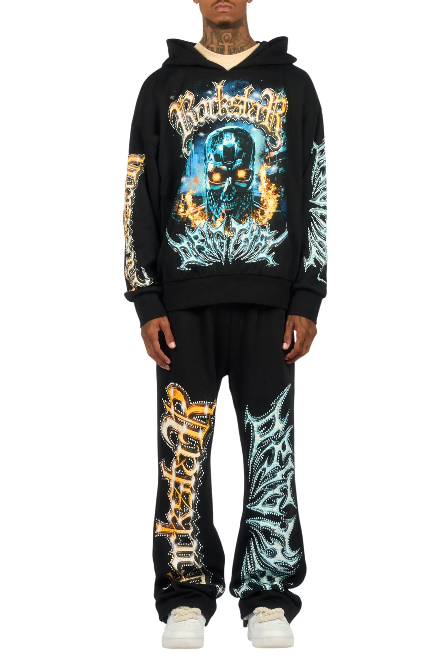 Mesin Black Hoodie/Baggy Pant Track Set