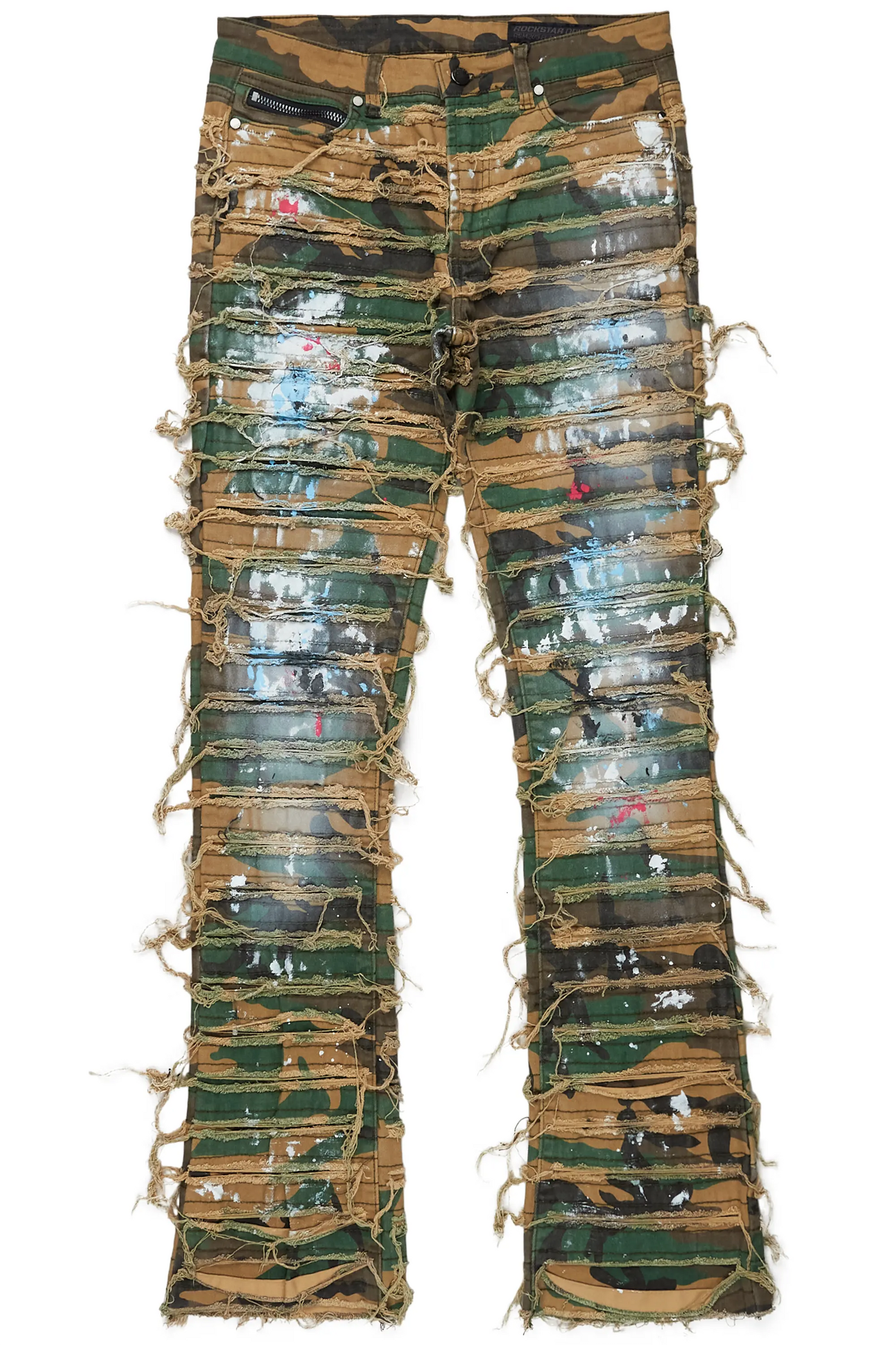 Raith Faded Camo Painter Stacked Flare Jean
