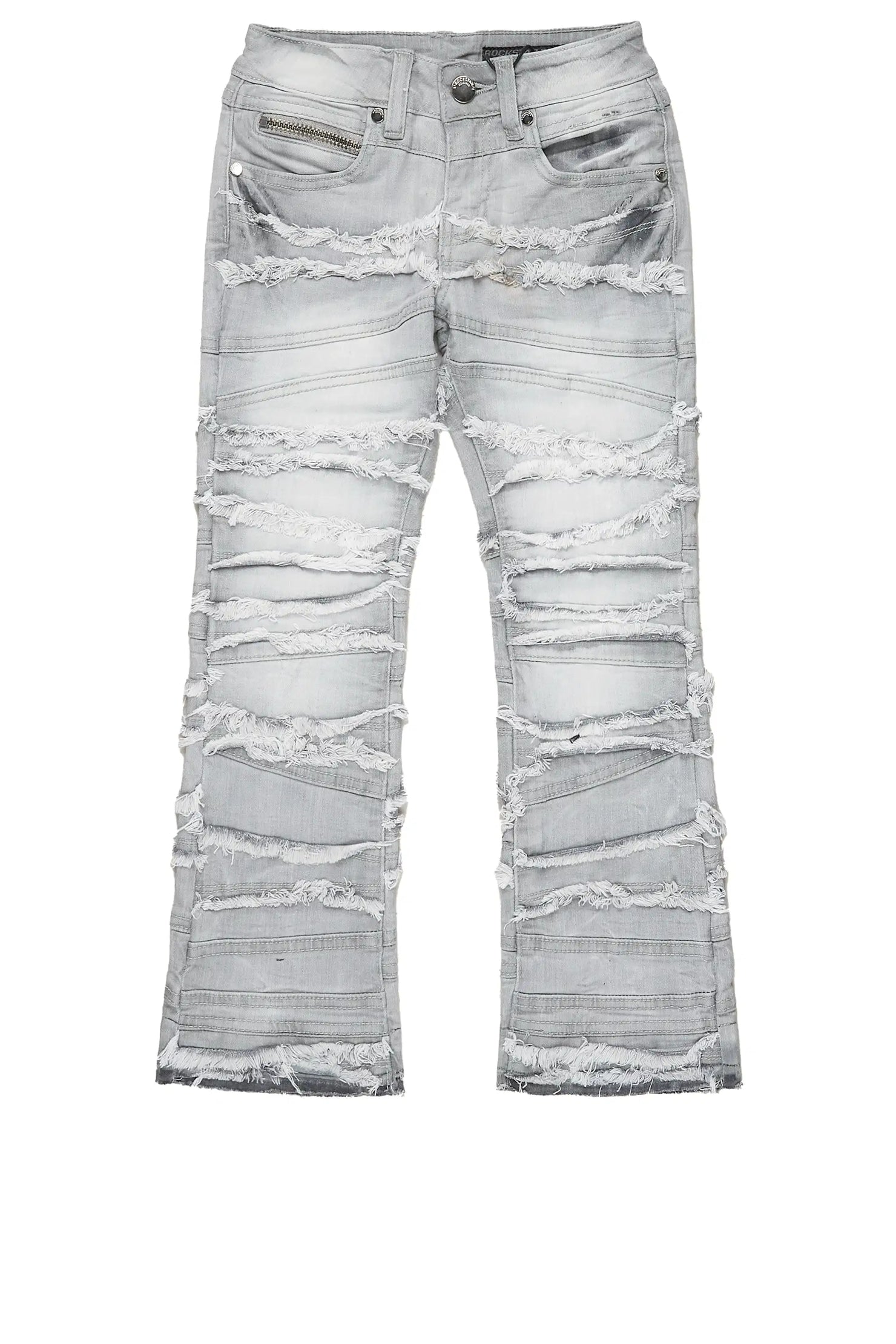 Boys Franko Light Grey Stack Flare Jean