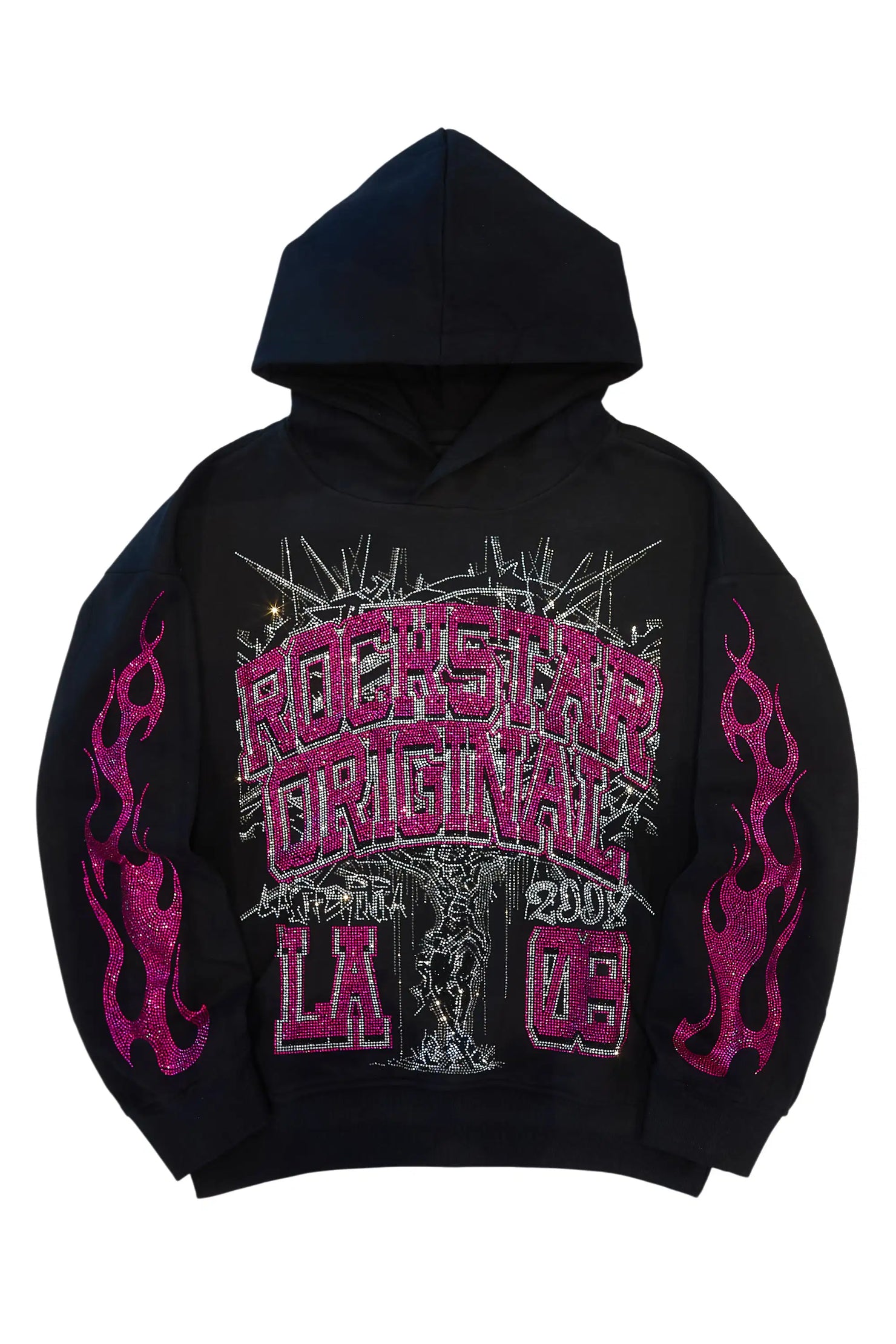 Lindsay Black/Pink Rhinestone Hoodie