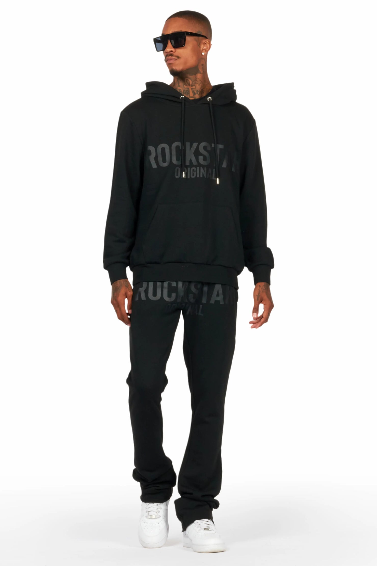 Evan Black Stacked Flare Track Set