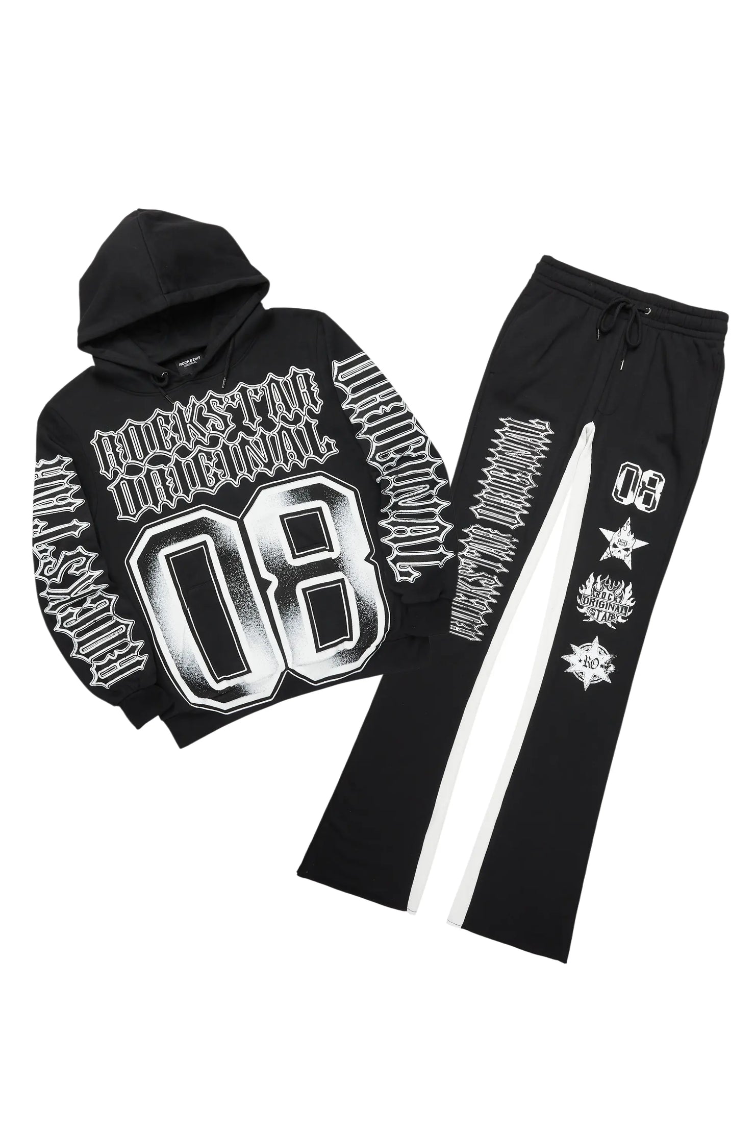 Alim Black/White Hoodie/Baggy Track Pant Set