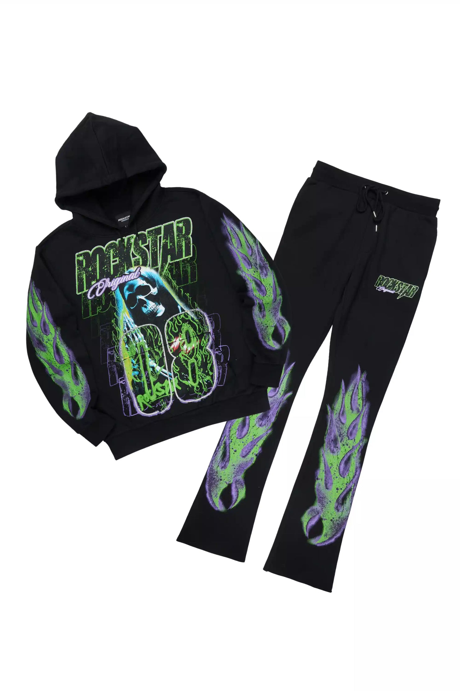 Kruz Black Hoodie/Stacked Pant Track Set