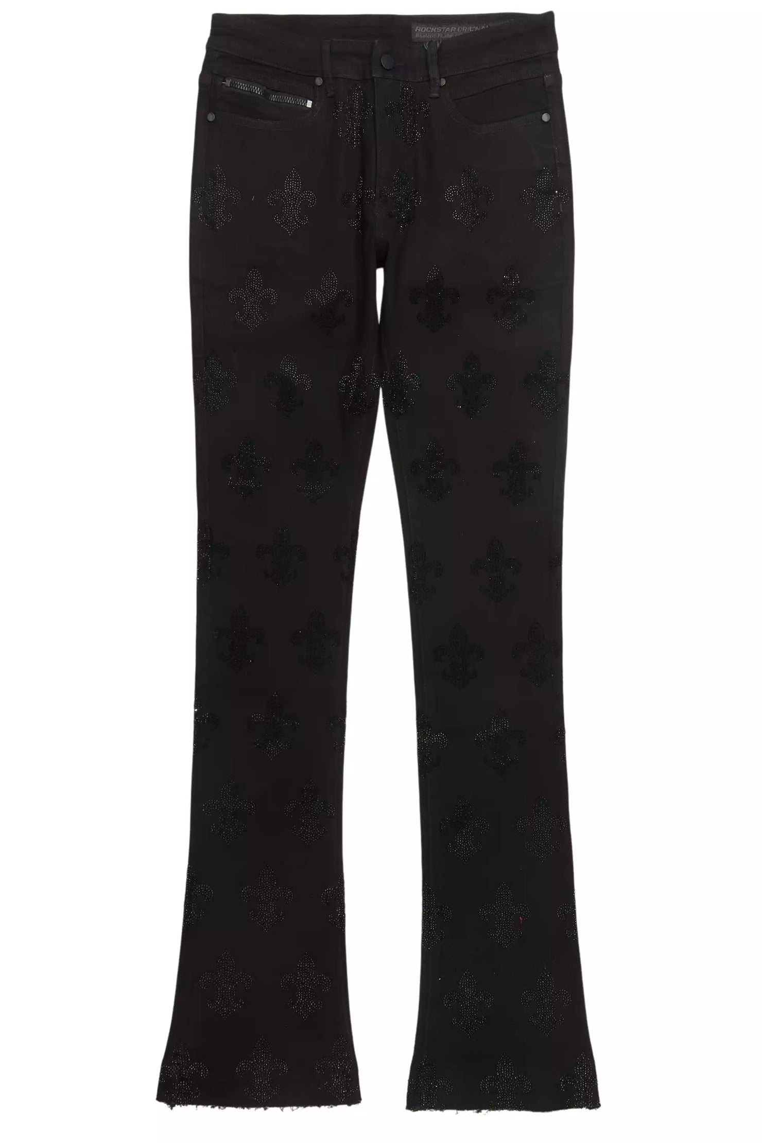 Shyne Black Rhinestone Stacked Flare Jean