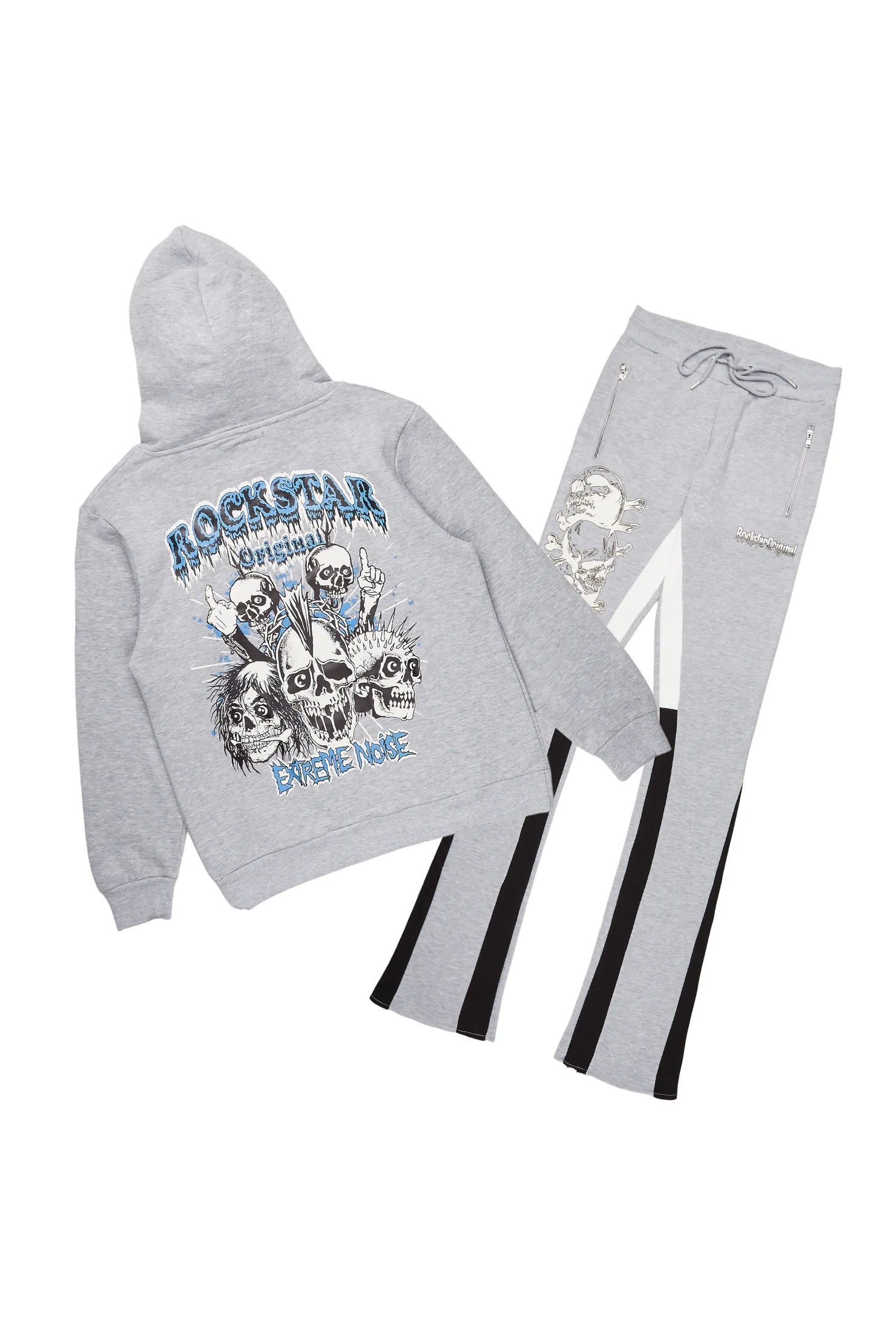 Grey/Black Hoodie/Stacked Graphic Set– Rockstar Tabor Track Pant Original Flare Heather