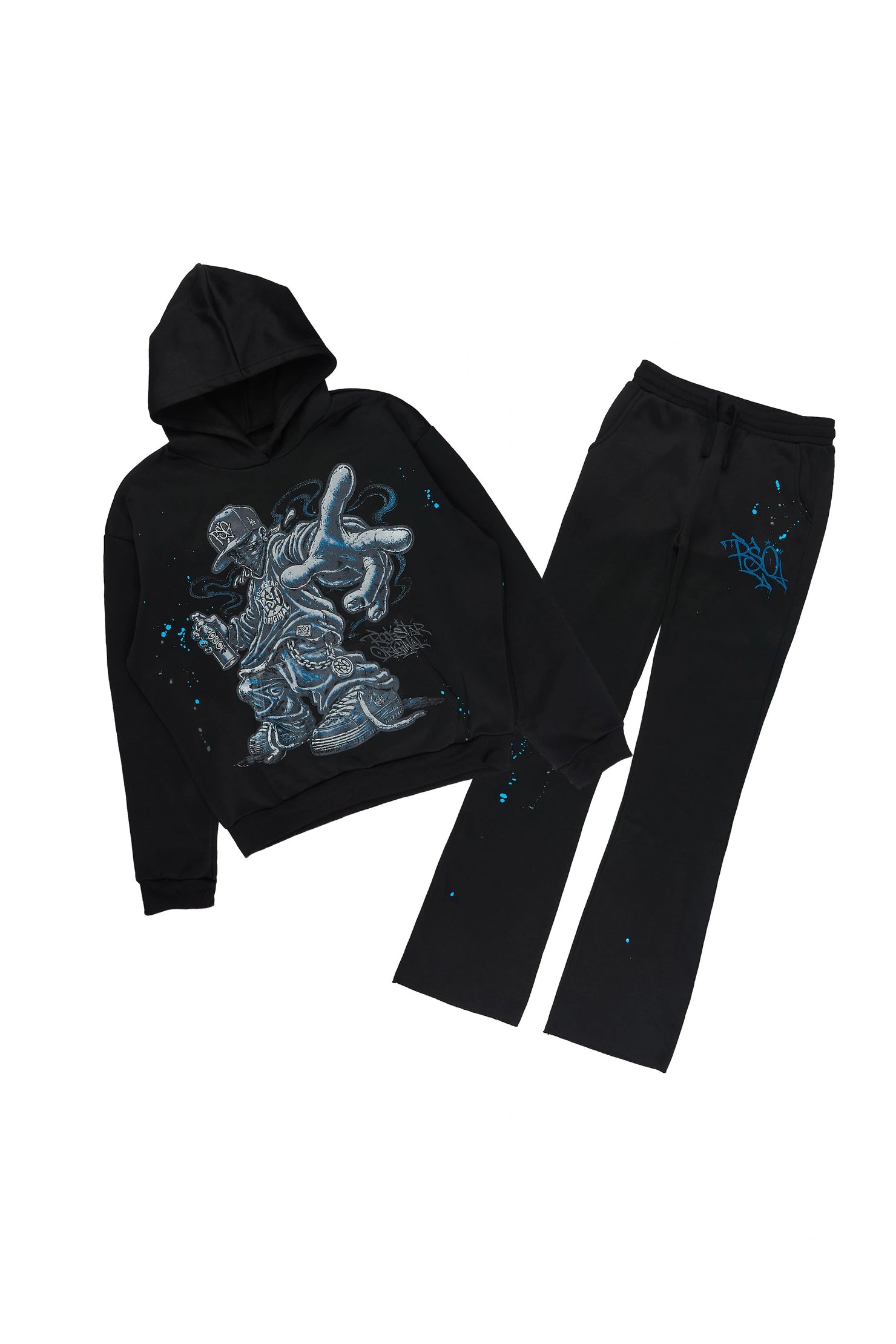 Boys Solace Black Graphic Hoodie Track Set
