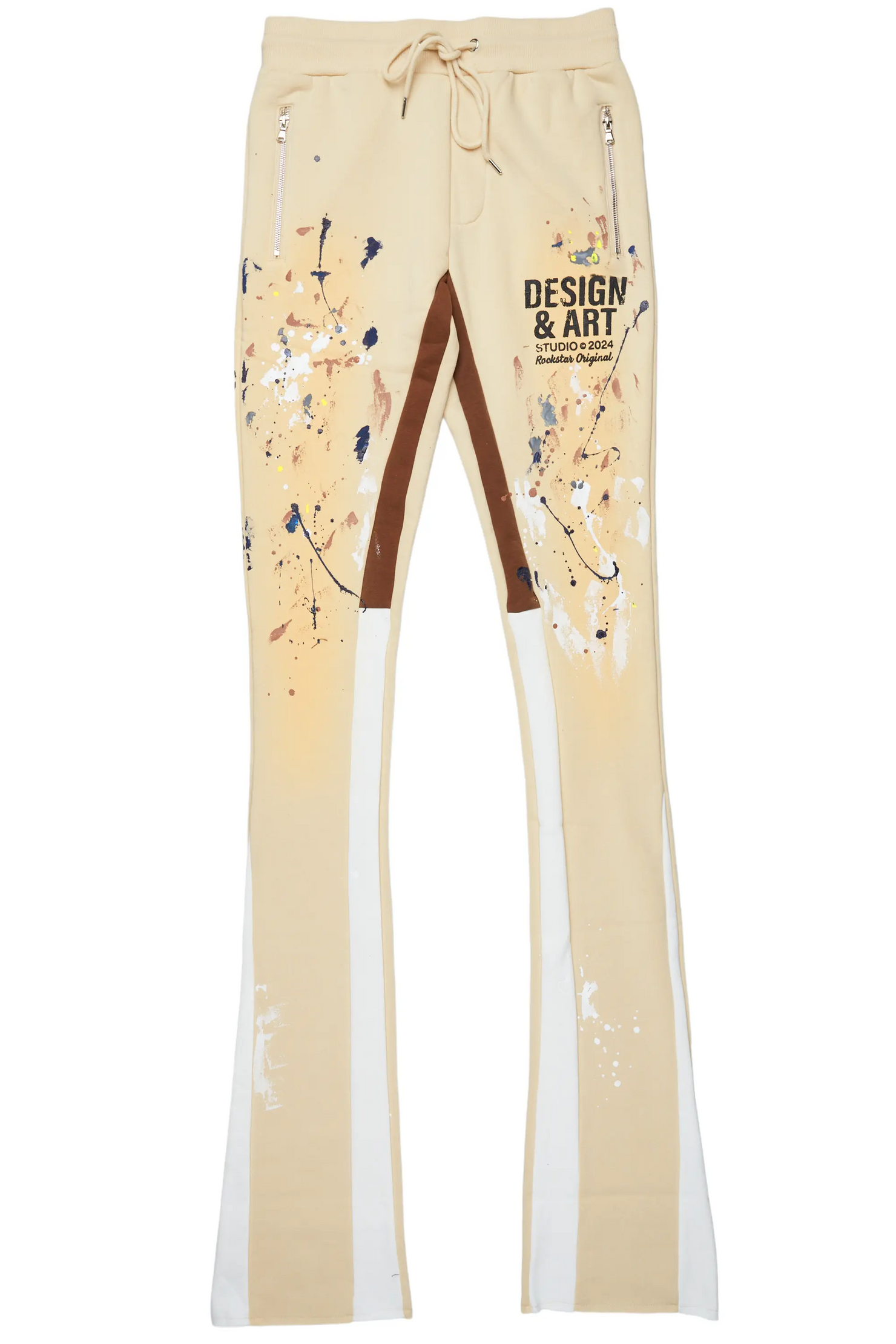 Pellos Beige Graphic Super Stacked Flare Pant