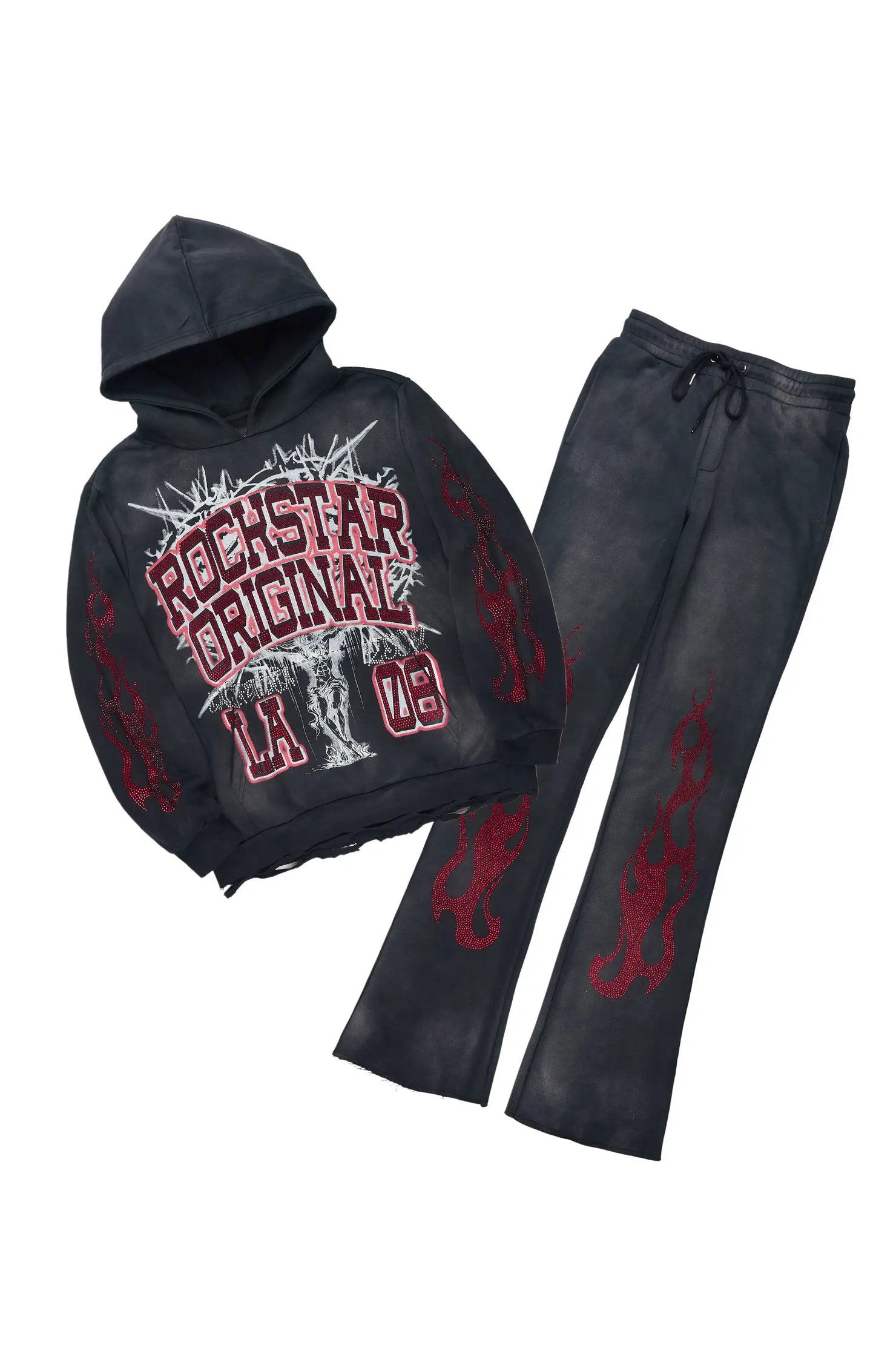 Oryn Black Hoodie/Stacked Pant Track Set