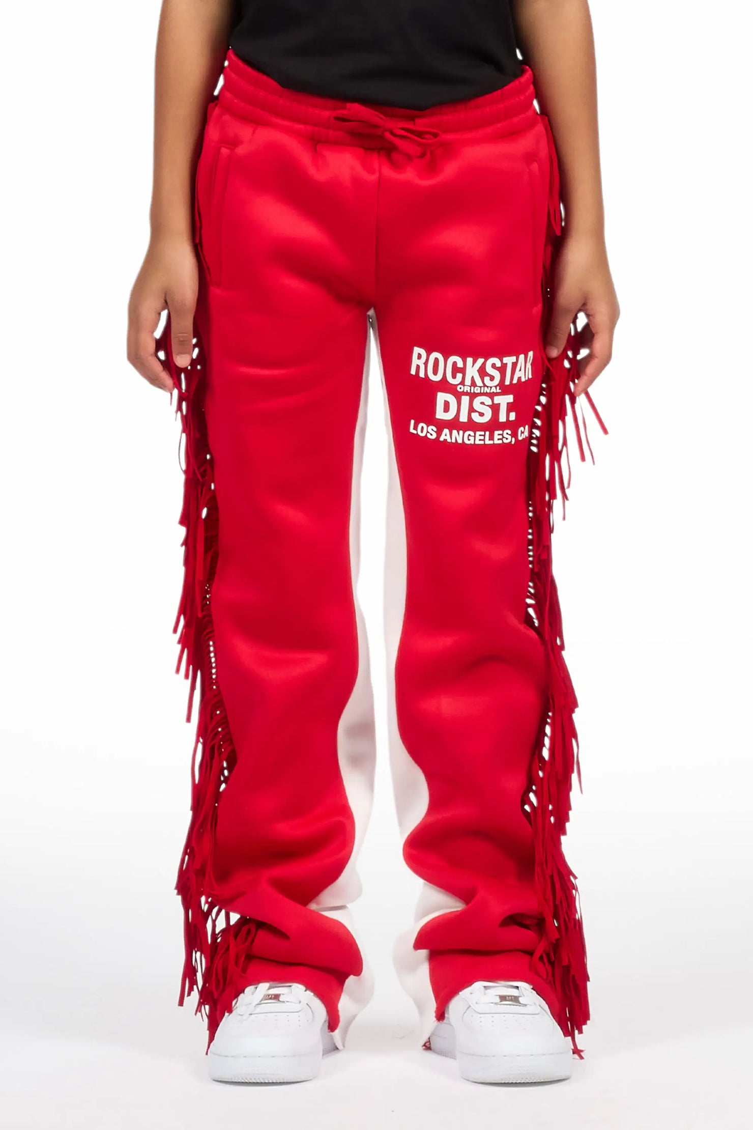 Girls Kendra Red Fringe Stacked Flare Pant
