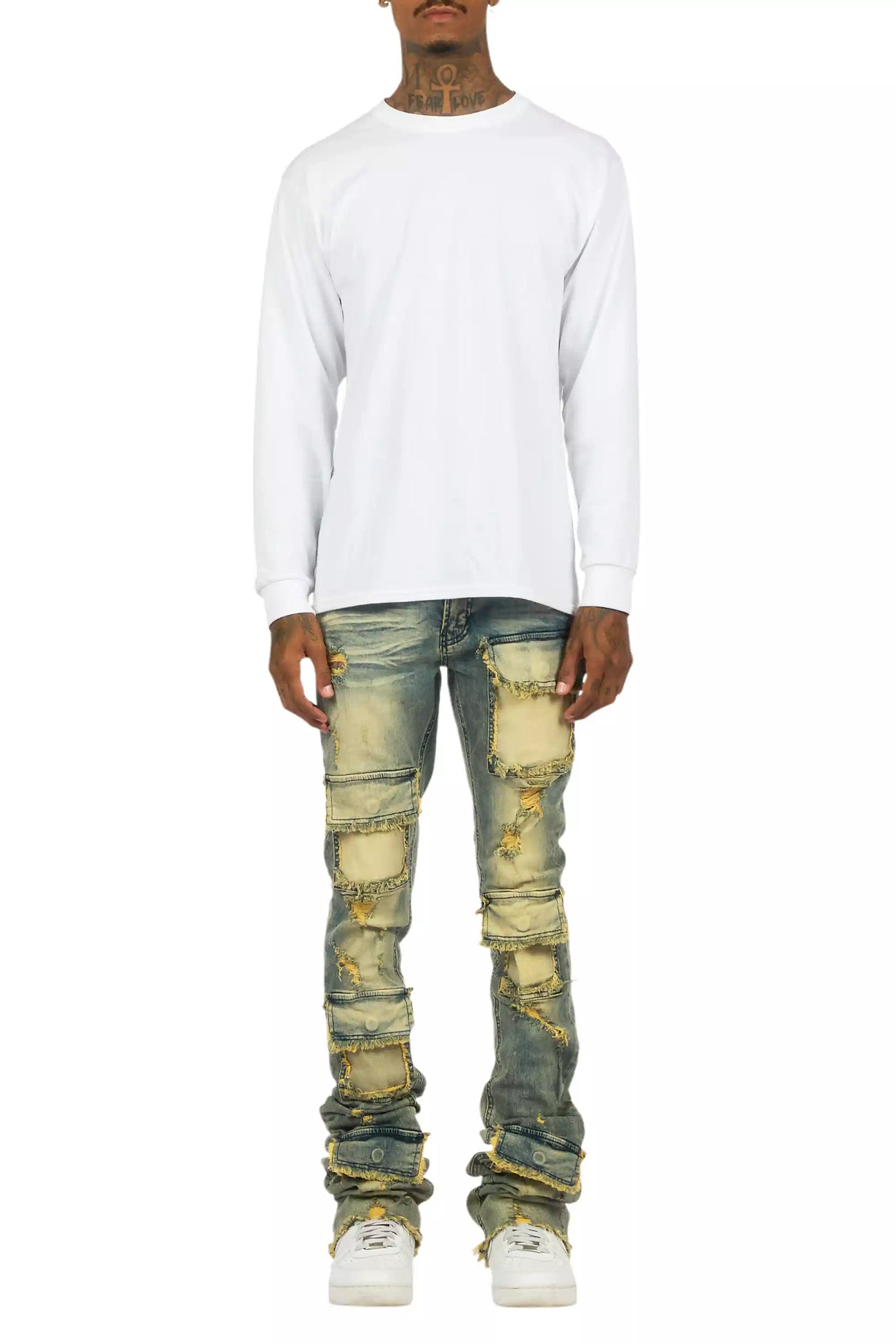 Petrus Tint Blue Super Stacked Flare Jean