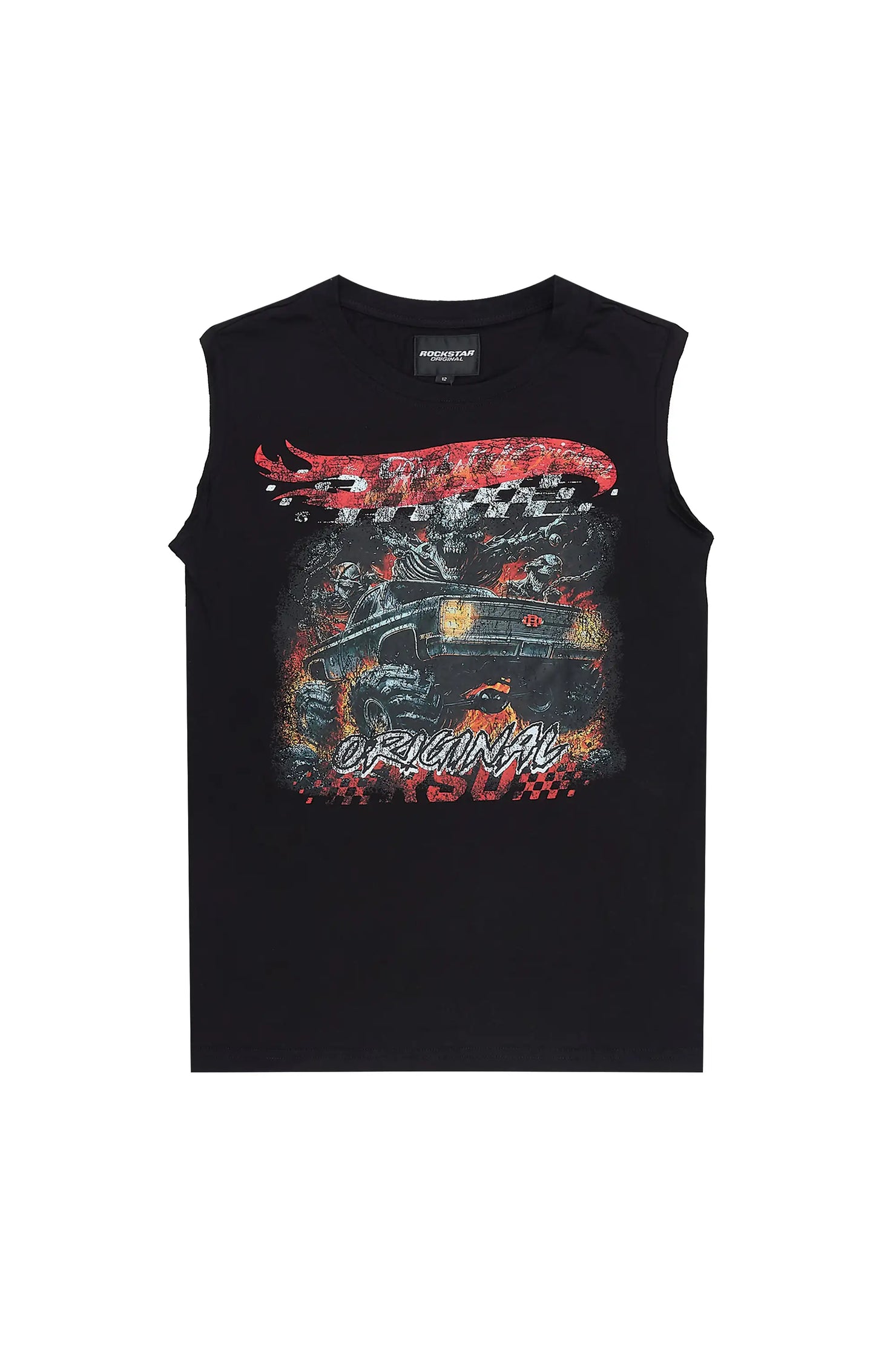 Boys Dremar Black Cut Off Graphic T-Shirt