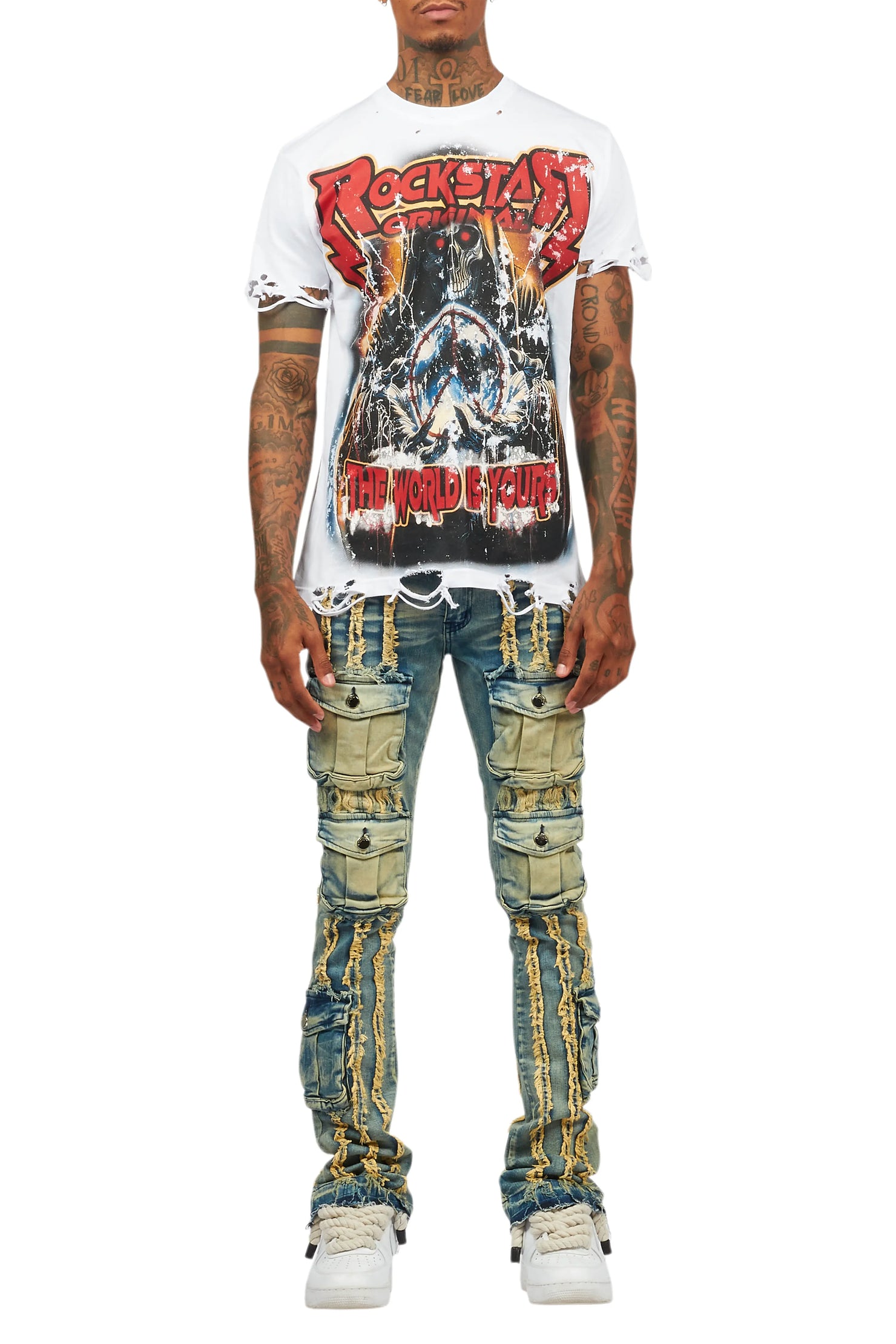 Frey Blue Stacked Flare Jean