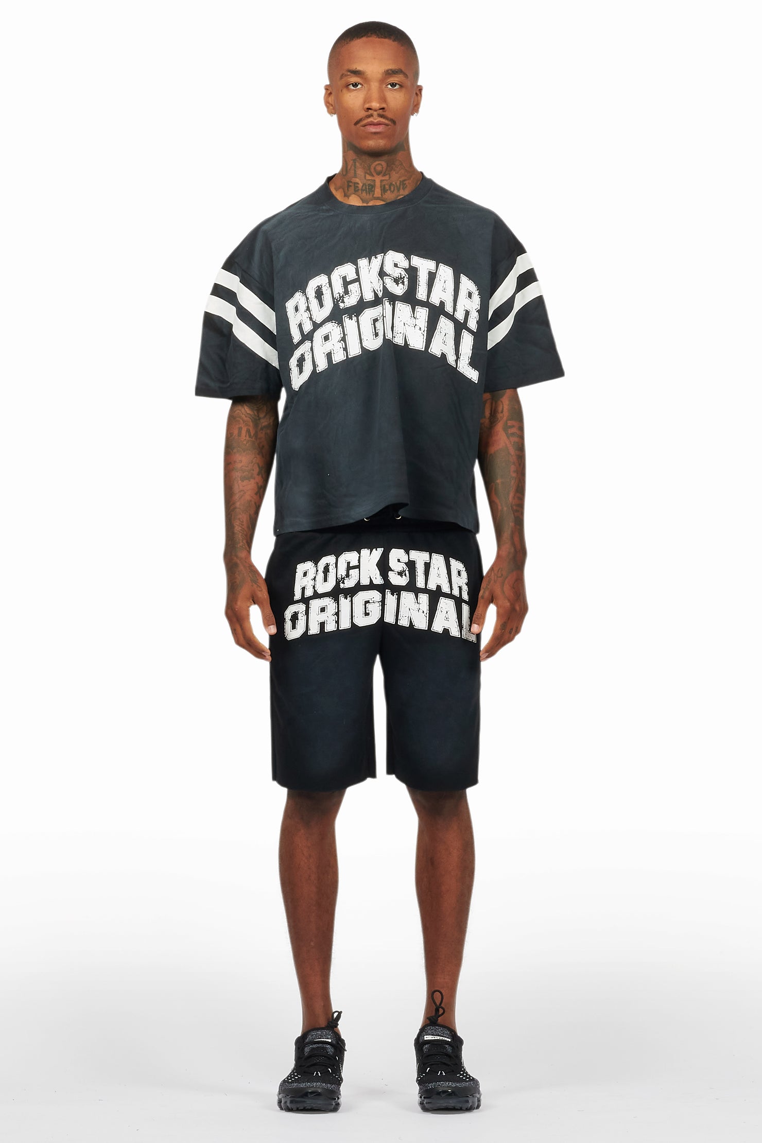 Tumo Black Crop Boxy Tee Short Set