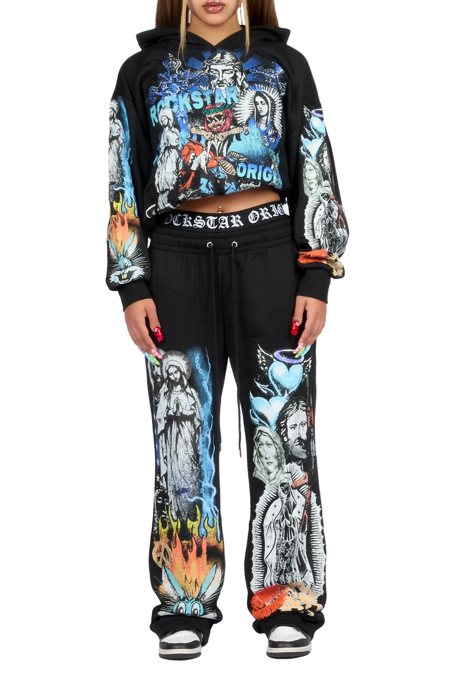 Obscura Black Graphic Baggy Fit Track Set