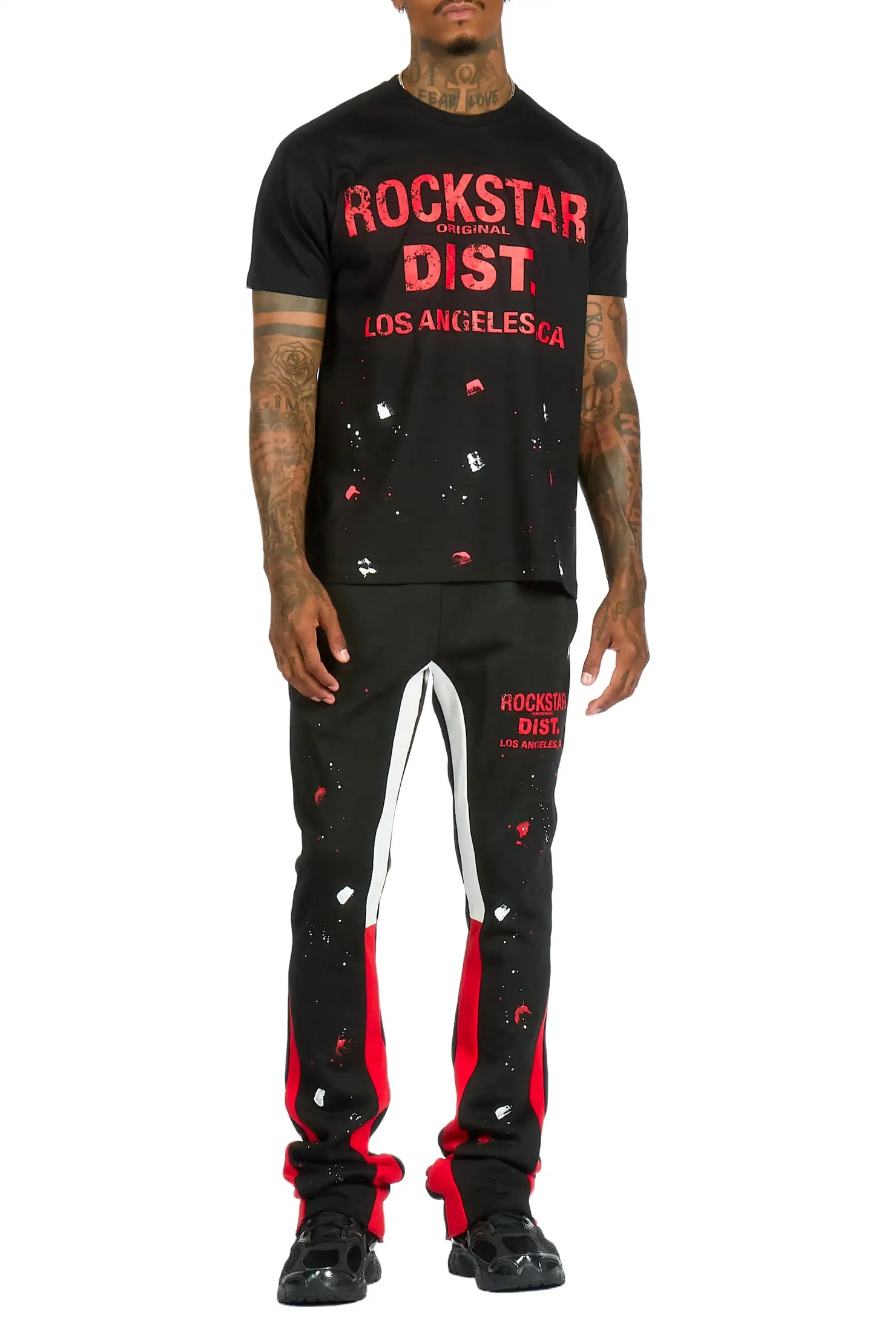 Scottie Black/Black T-Shirt/Stacked Flare Track Pant Set