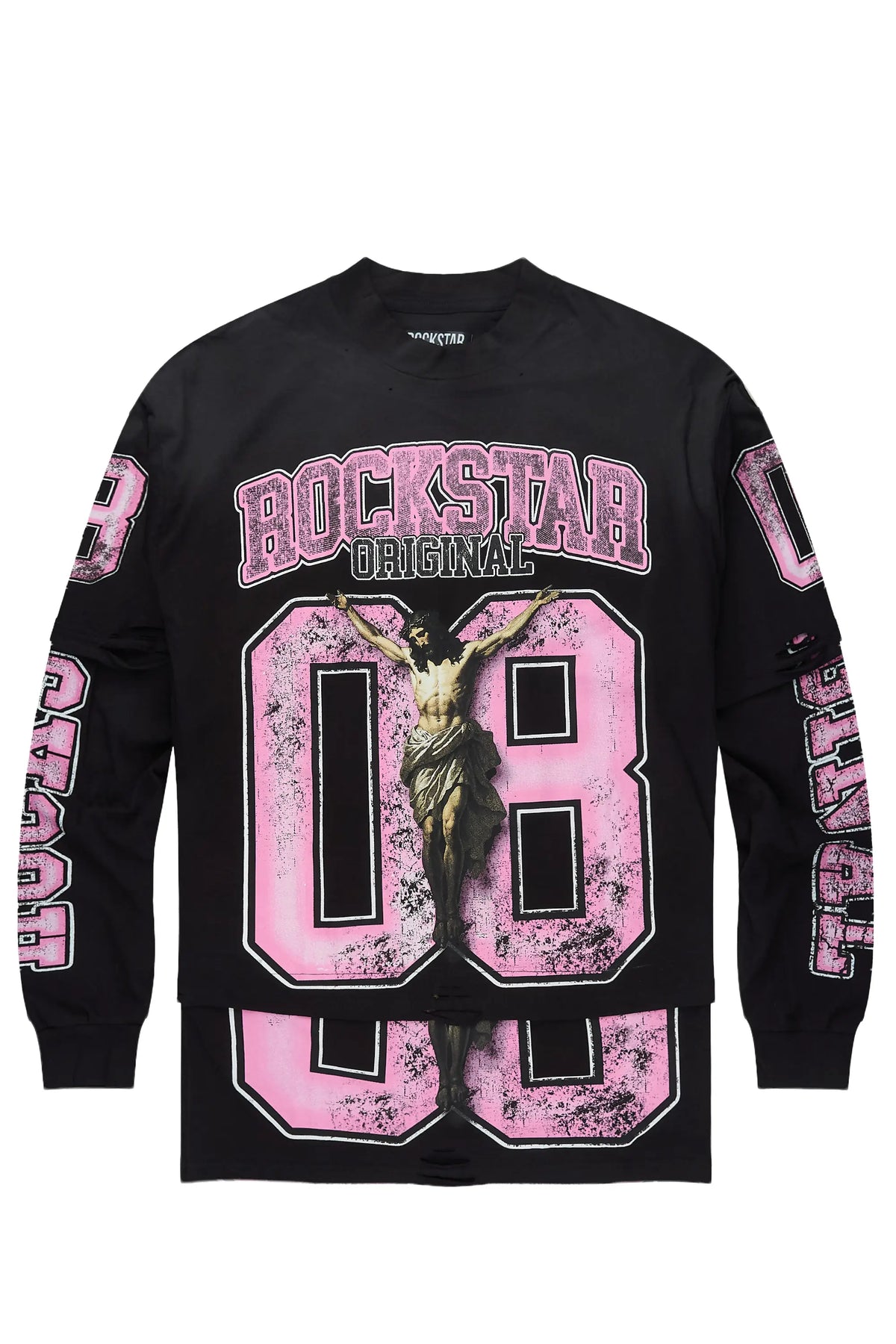 Tariqa Black/Pink Long Sleeve Dress