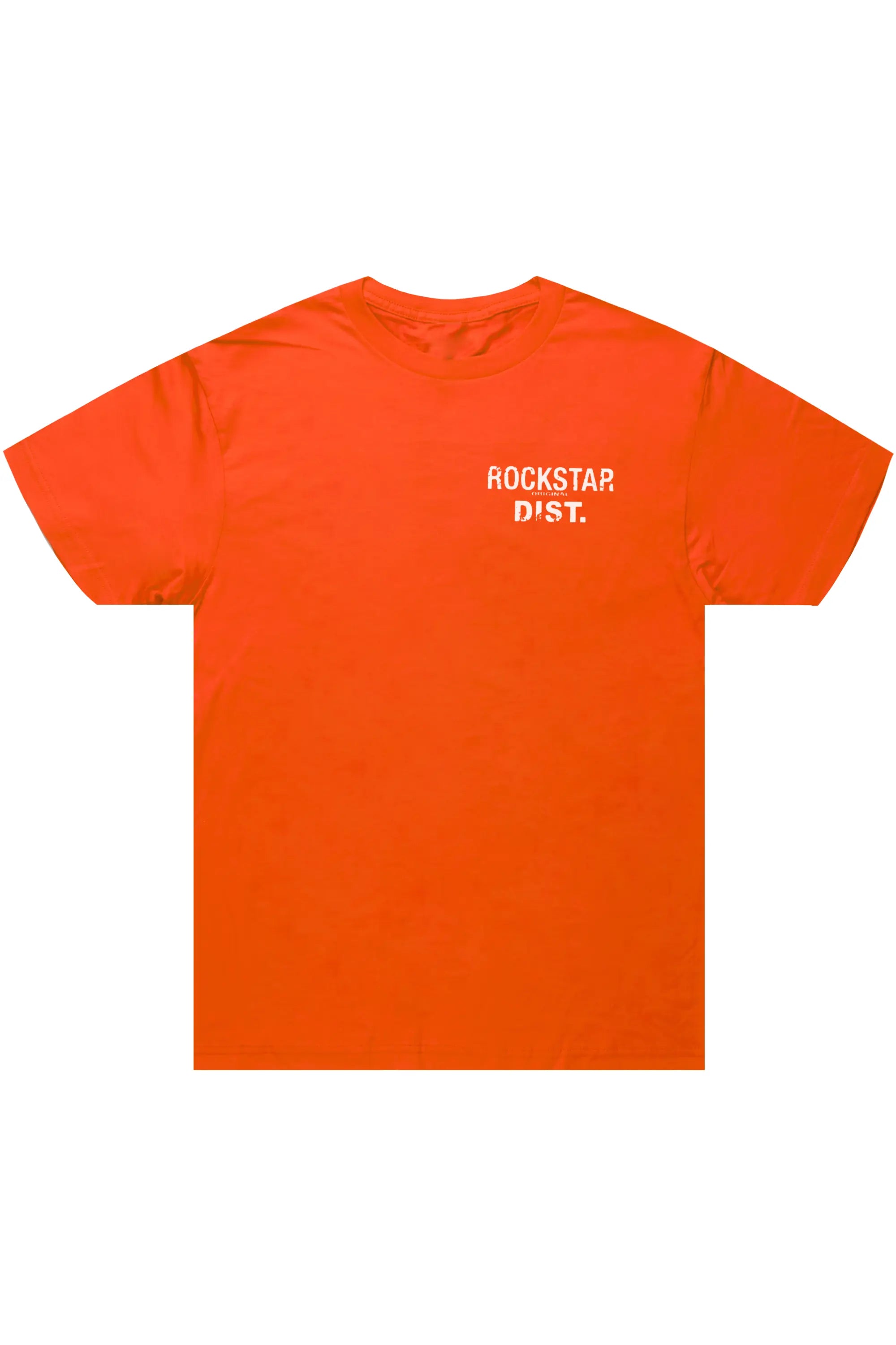 white orange and black graphic tee
