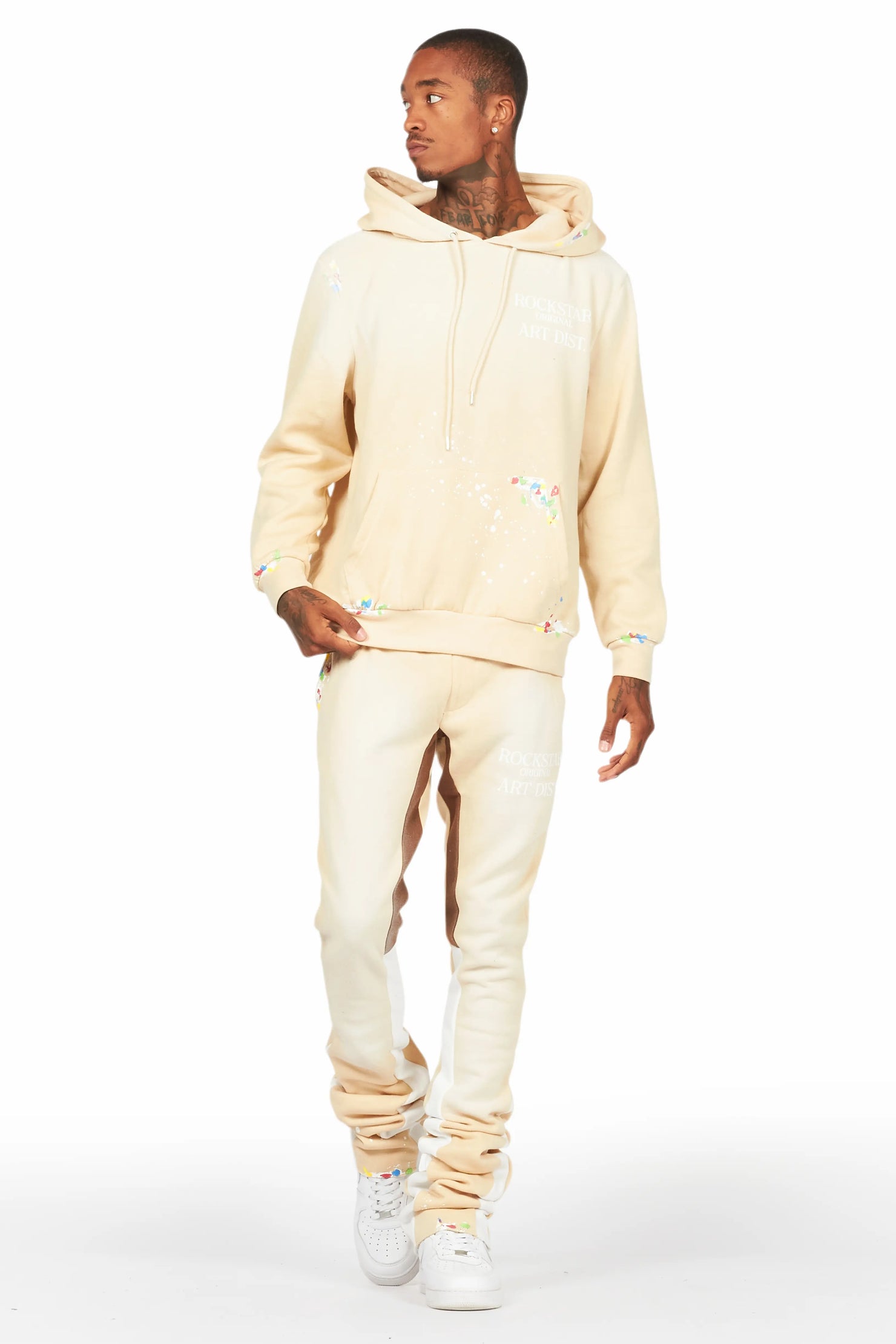 Rockstar Art Dist. Beige/White Super Stacked Pant Set