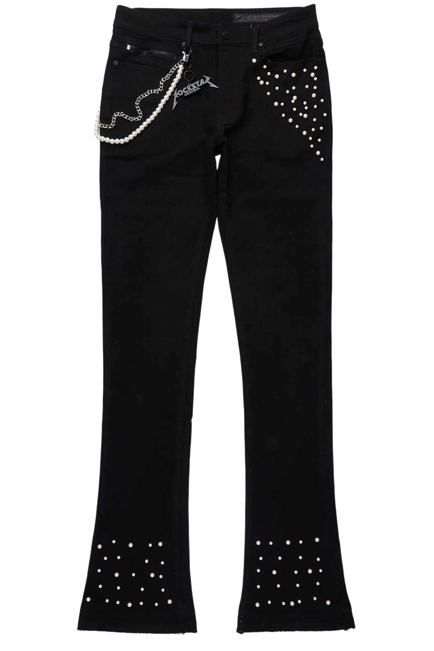 Zayvon Jet Black Stacked Flare Jean