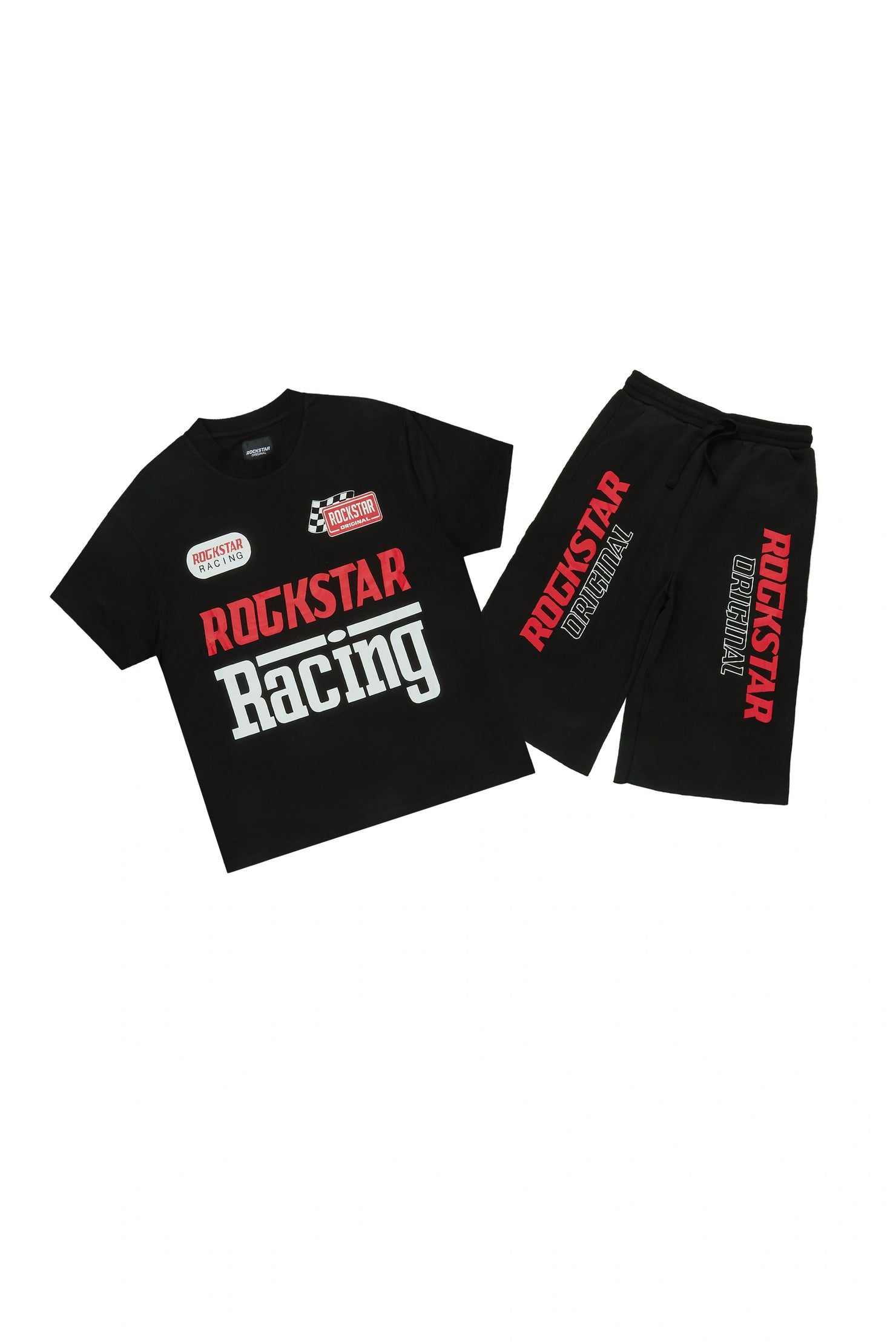 Boys Spiller Black Oversized T-Shirt/Jort Set