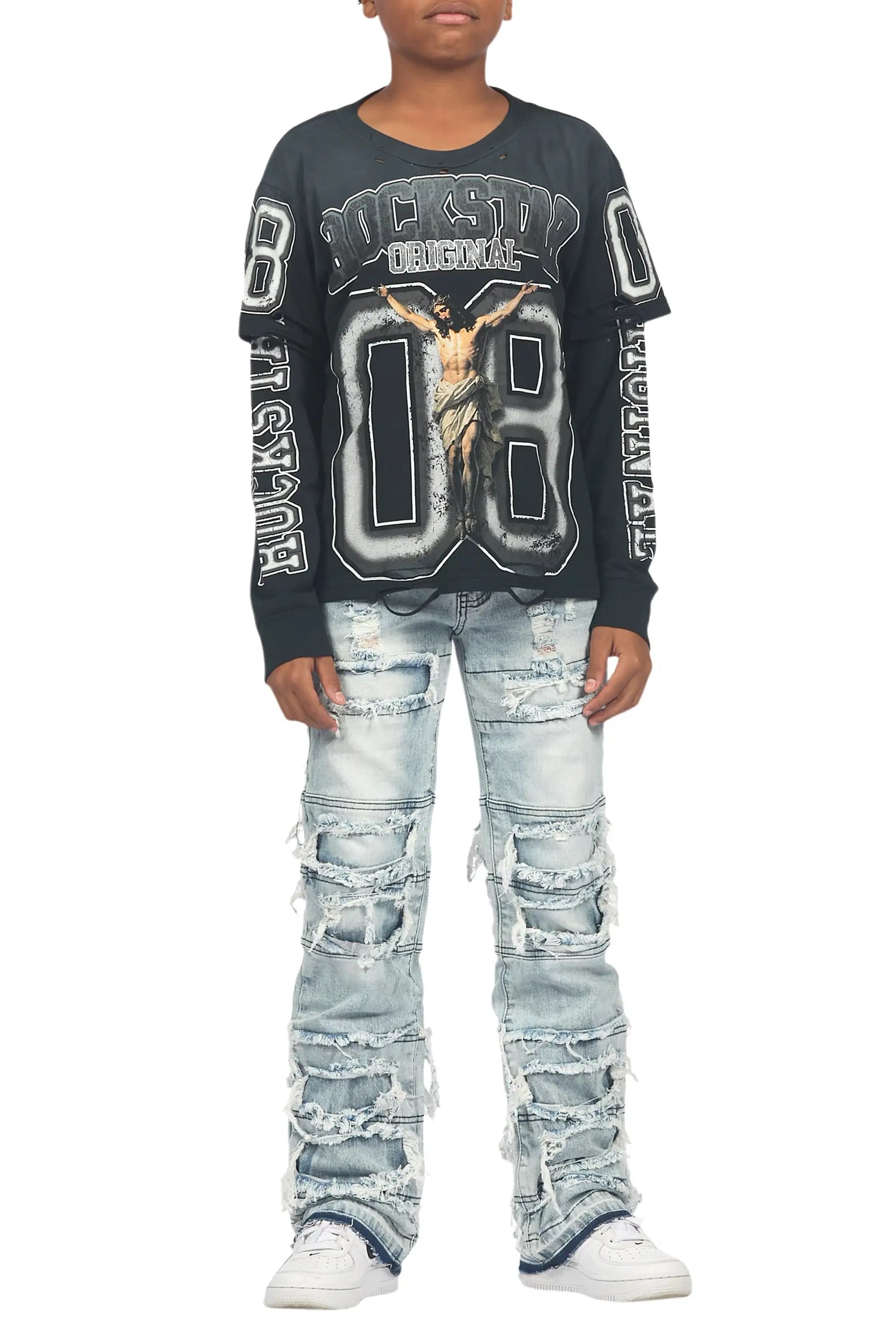 Boys Vasco Blue Stacked Flare Jean