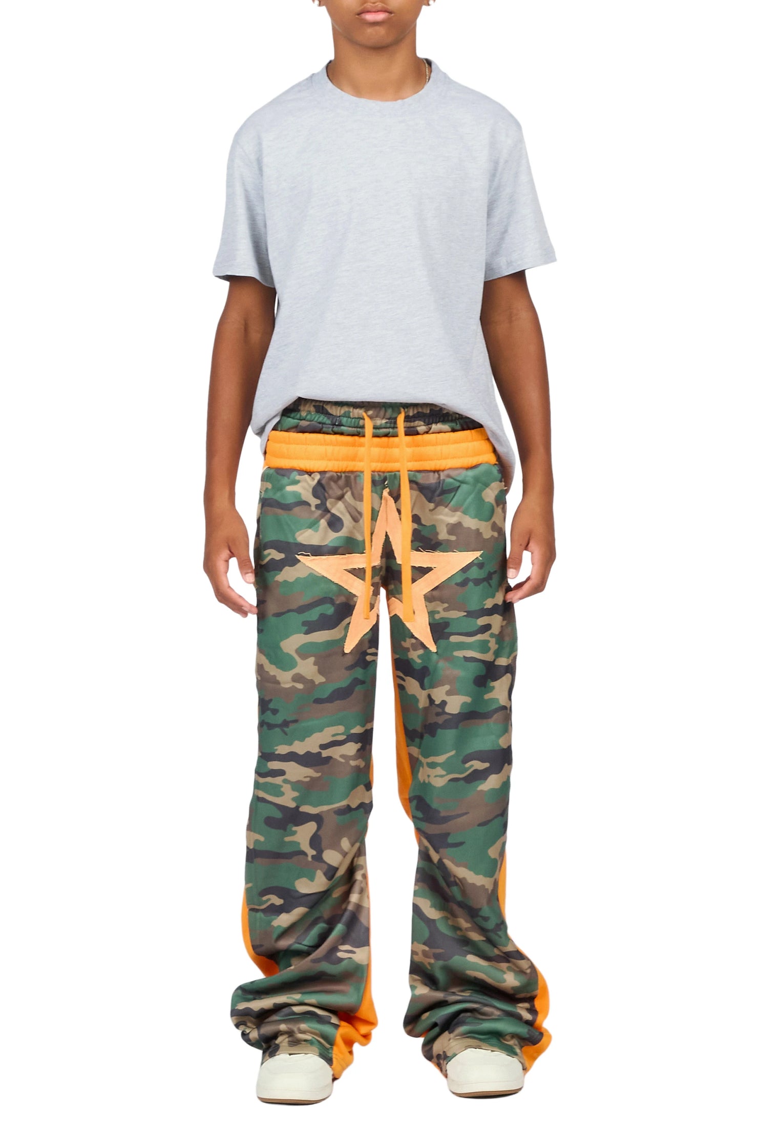 Boys Canaan Camo/Orange Double Waisted Baggy Track Pant