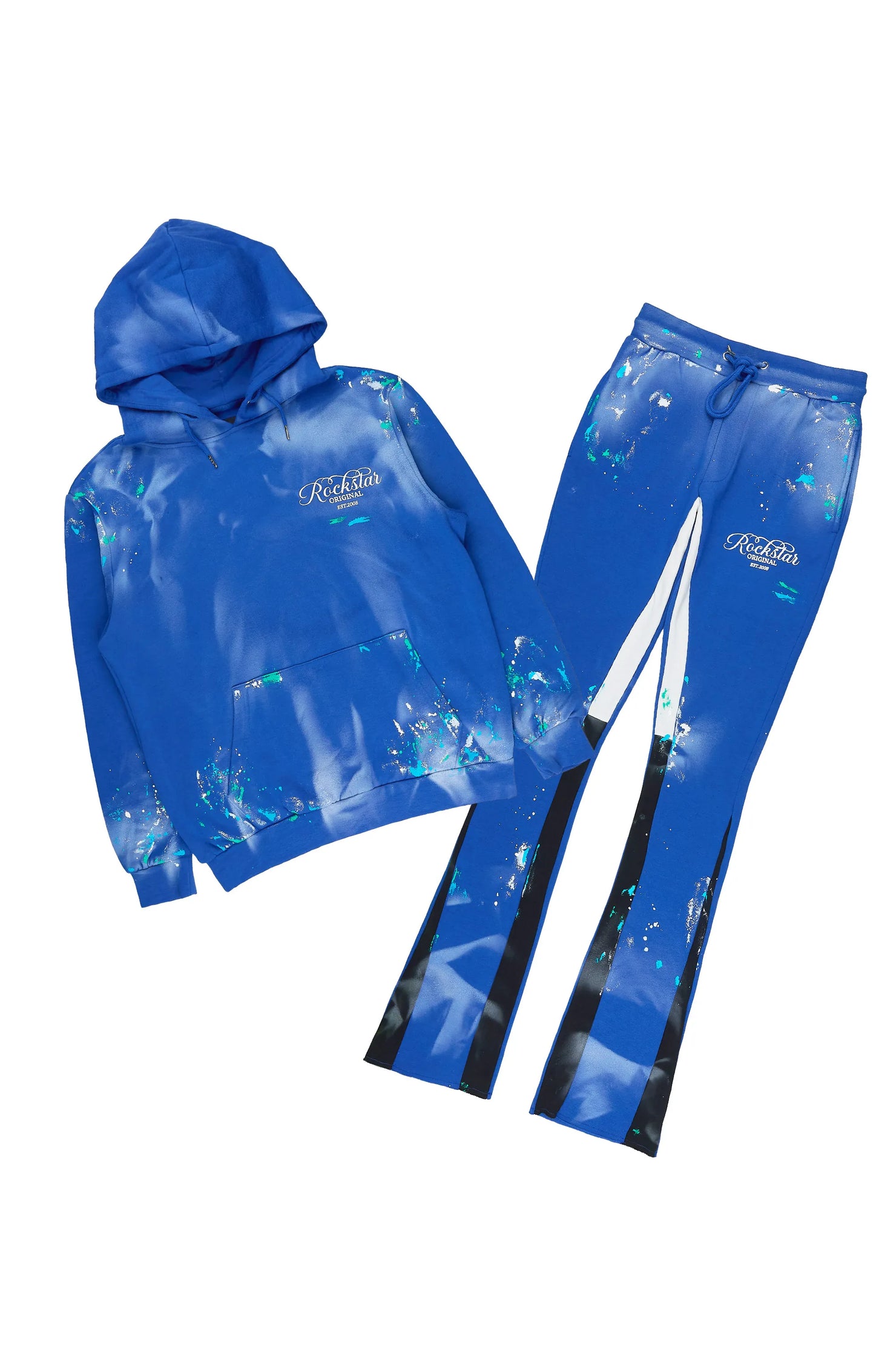 Kanne Royal Blue Hoodie/Stacked Flare Pant Track Set