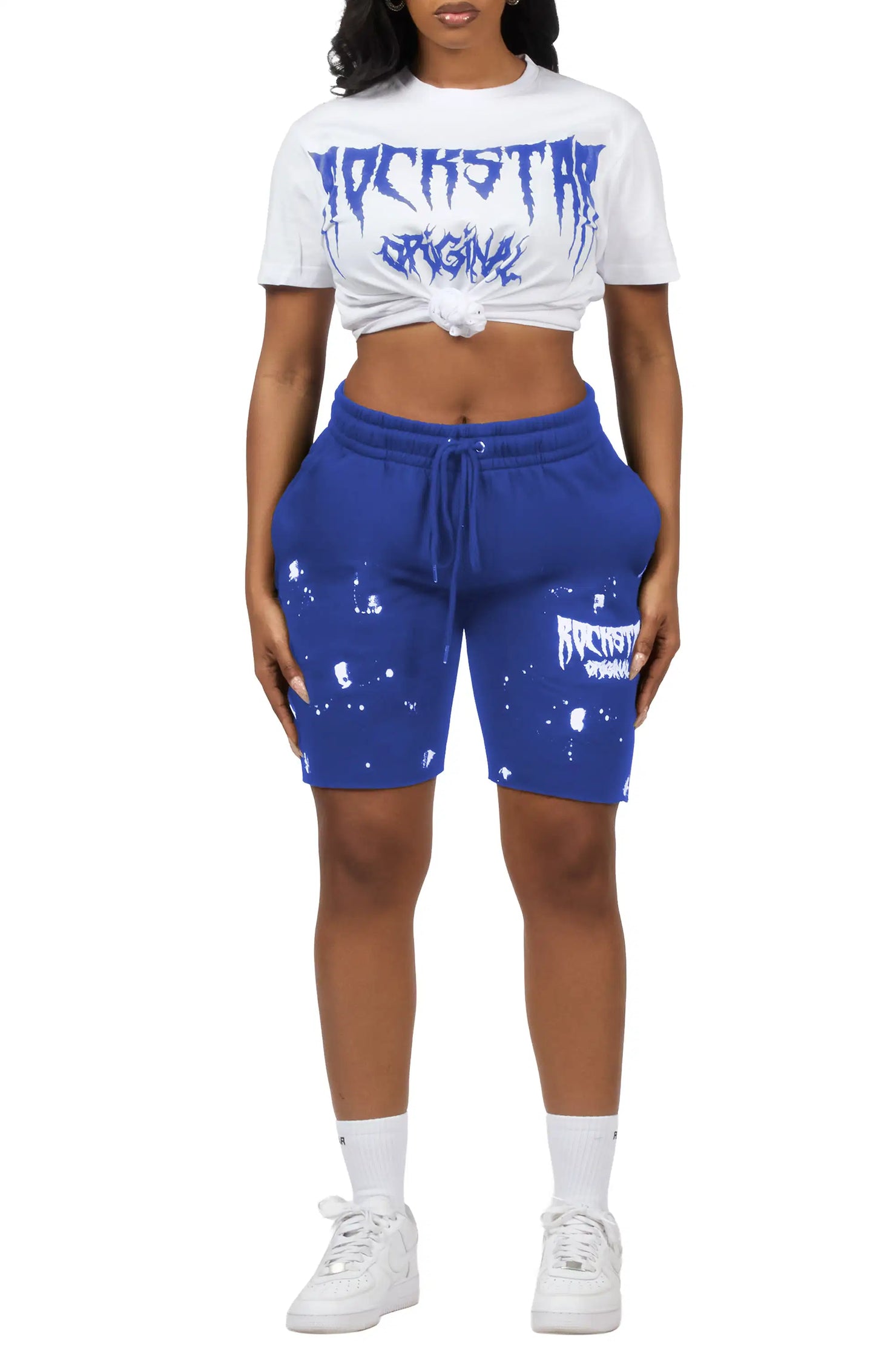Dayasia White/Royal Blue T-Shirt Short Set