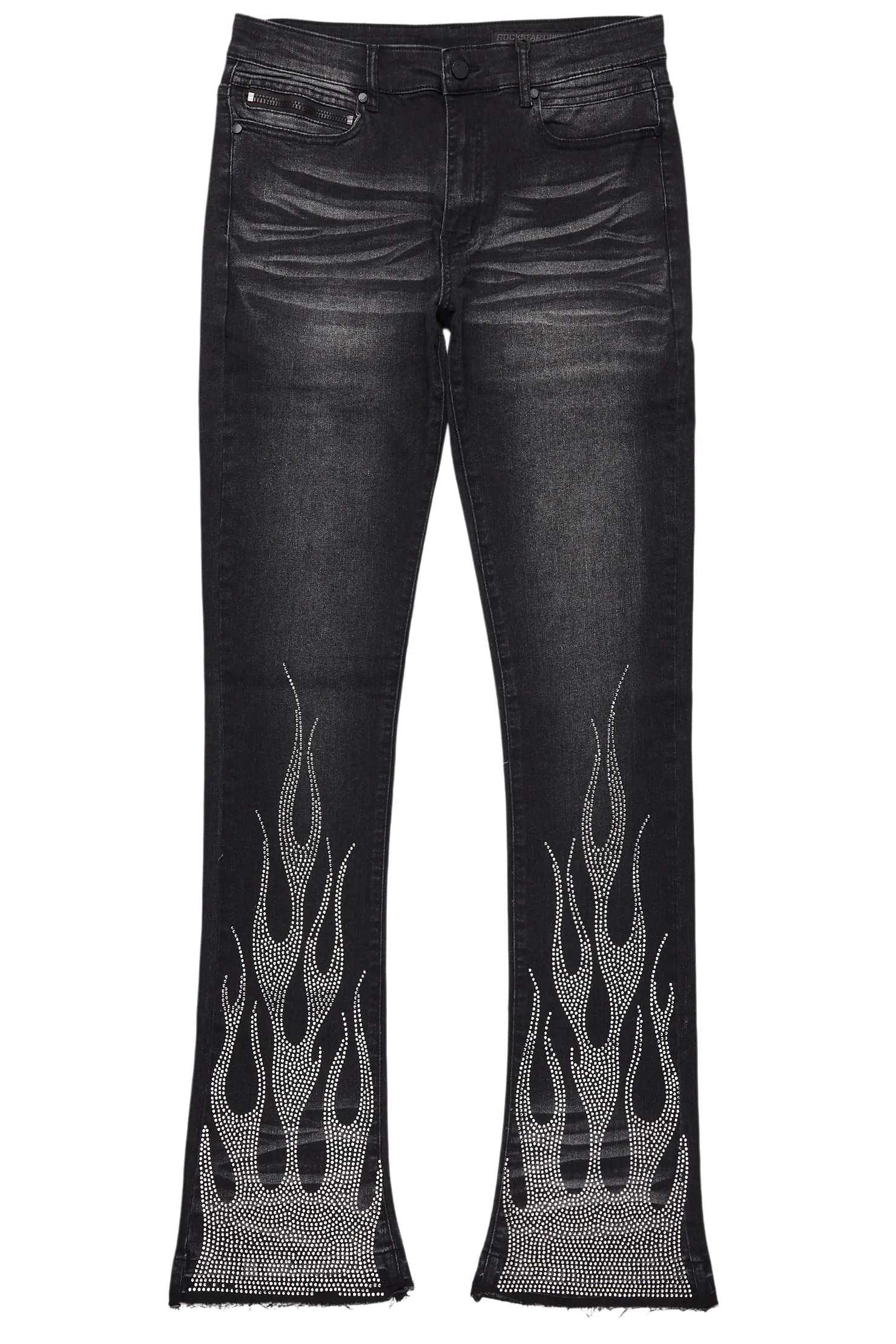Samba Dark Grey Rhinestone Stacked Flare Jean