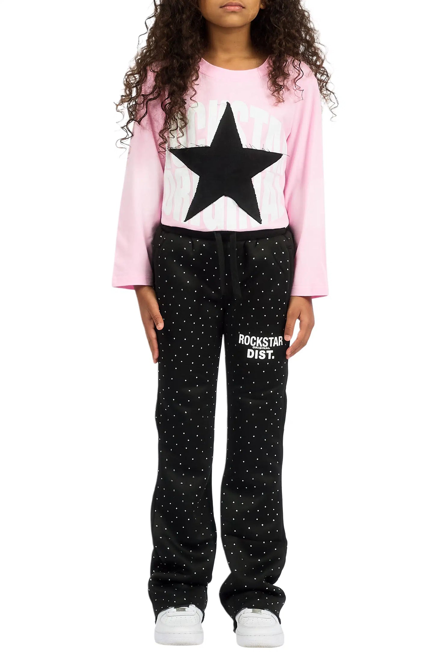 Girls Juliana Rhinestone Black Track Pant